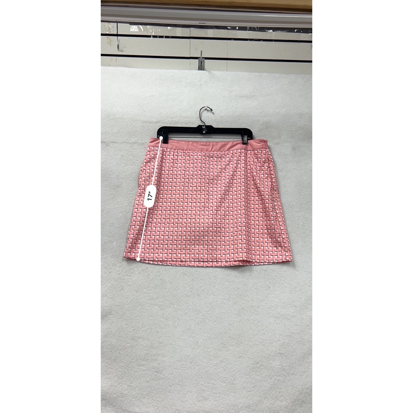 Pink Geometric Print A-Line Mini Skirt With Side Pockets #6992