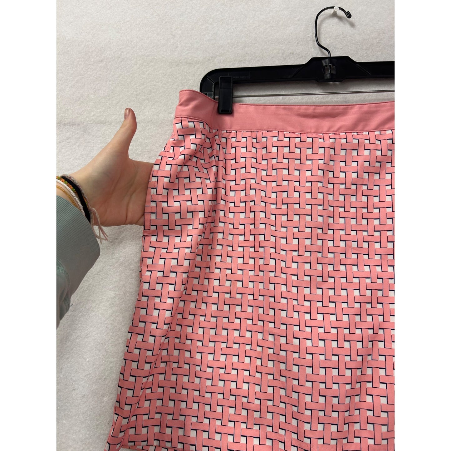 Pink Geometric Print A-Line Mini Skirt With Side Pockets #6992