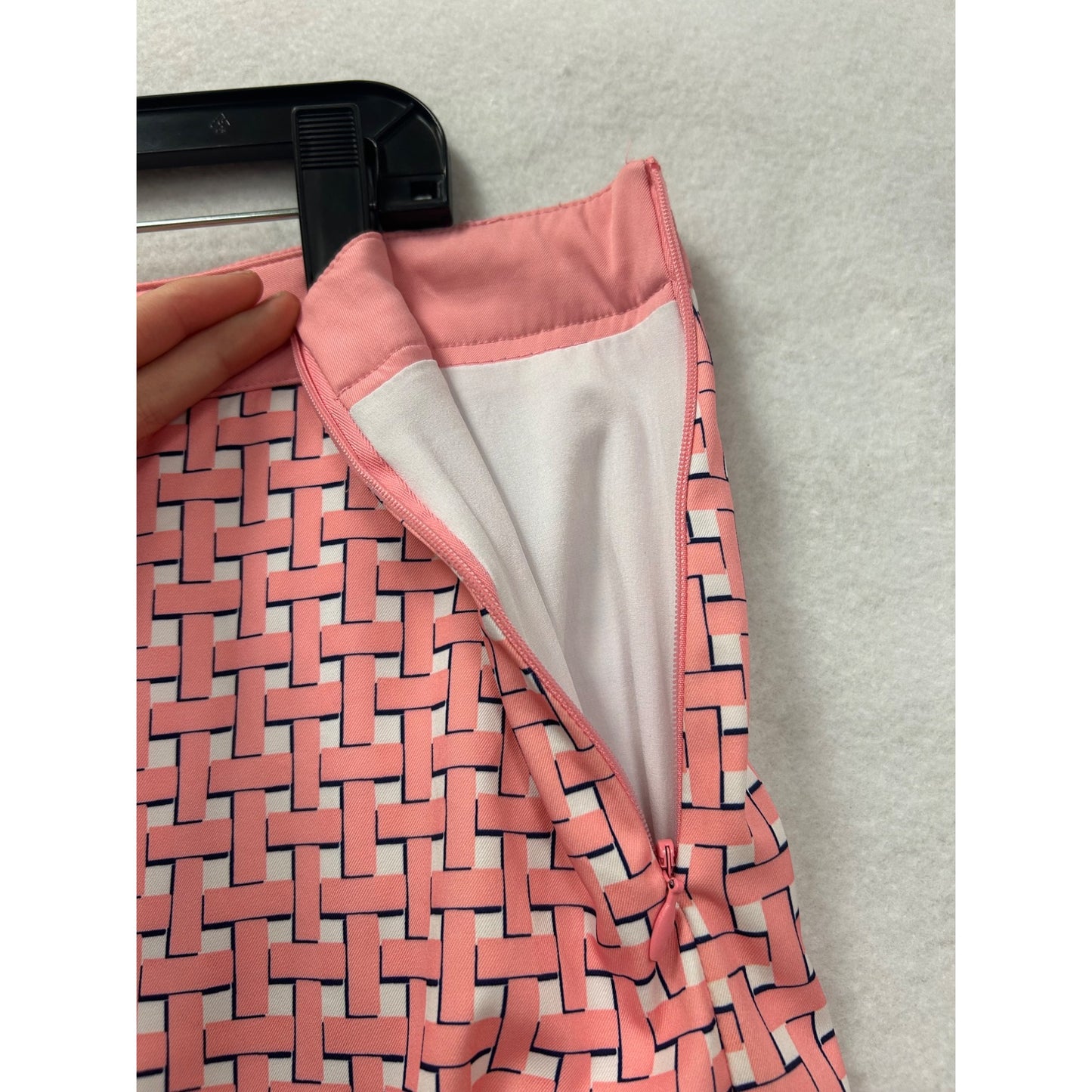 Pink Geometric Print A-Line Mini Skirt With Side Pockets #6992
