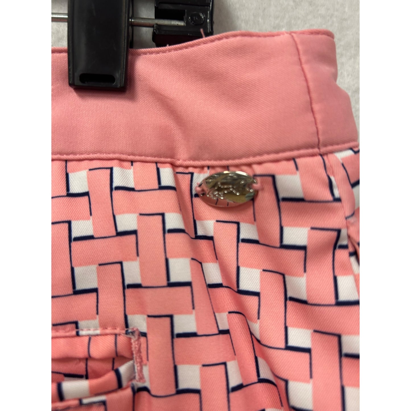 Pink Geometric Print A-Line Mini Skirt With Side Pockets #6992