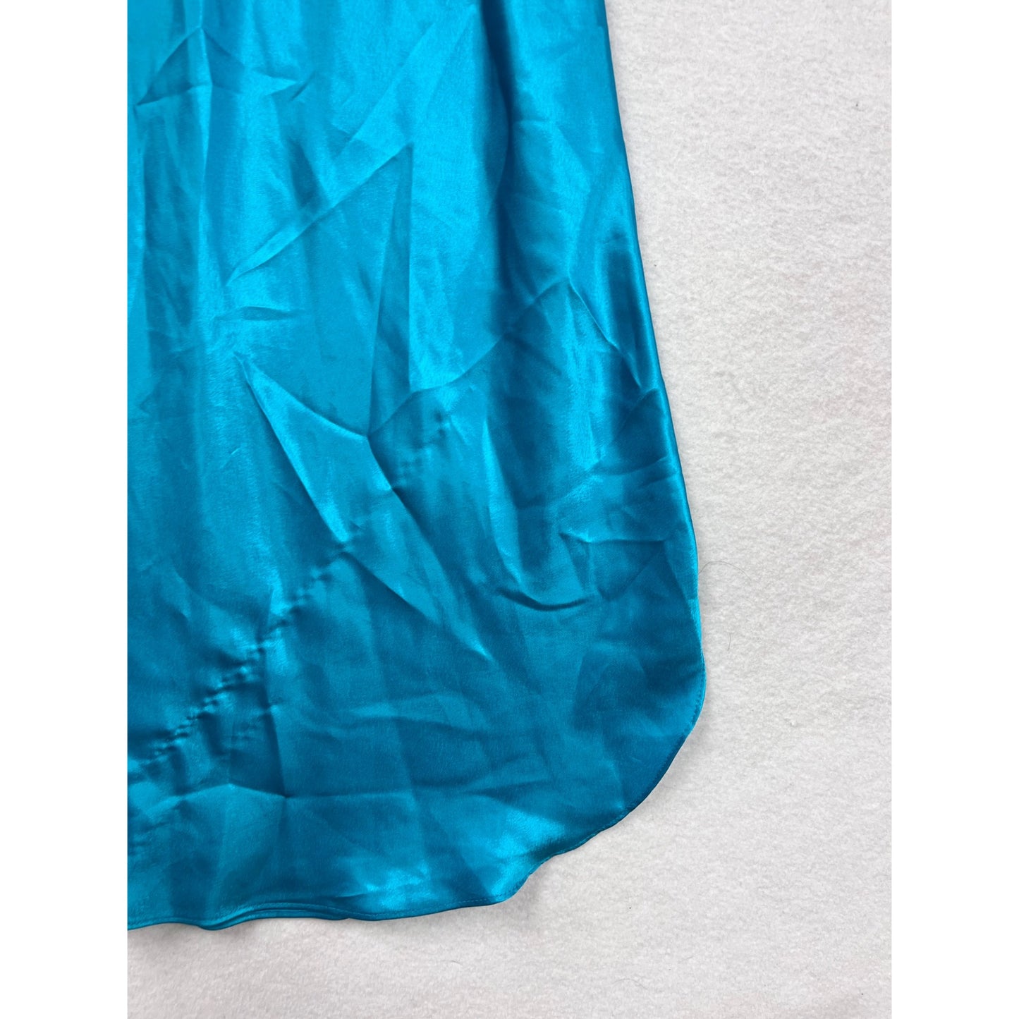 Honors Womens Large Turquoise Satin Slip Dress With Adjustable Spaghetti Straps #6919