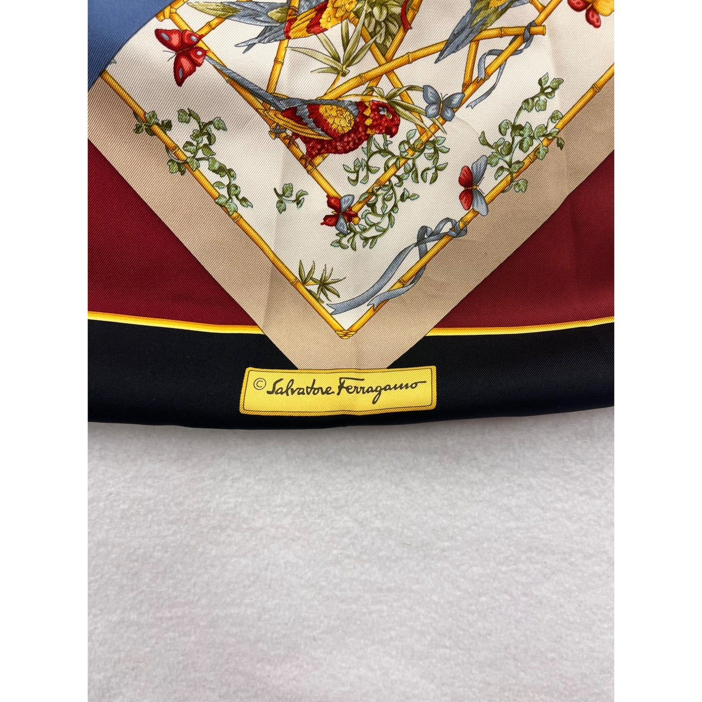 Vintage Authentic Salvatore Ferragamo Silk Scarf Animal Print 35"x35" Women's Scarf #6086