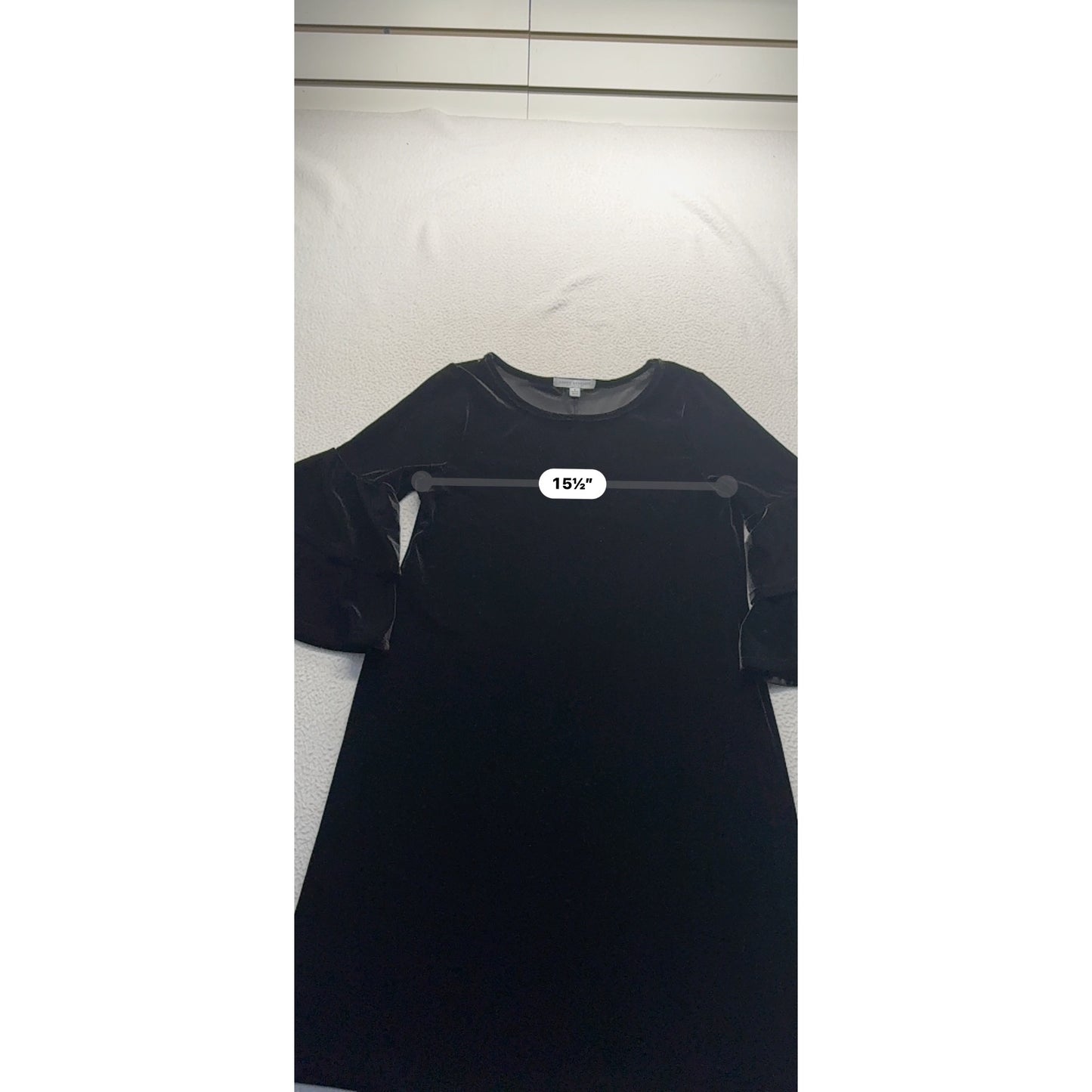 Green Envelope Los Angeles Black Velvet Bell Sleeve Dress S #9317