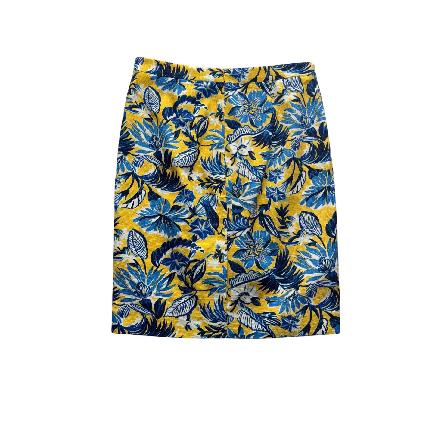 *NWT* J.Crew Womens Floral Pencil Skirt Size 6 Cotton Blend Yellow & Blue #188B