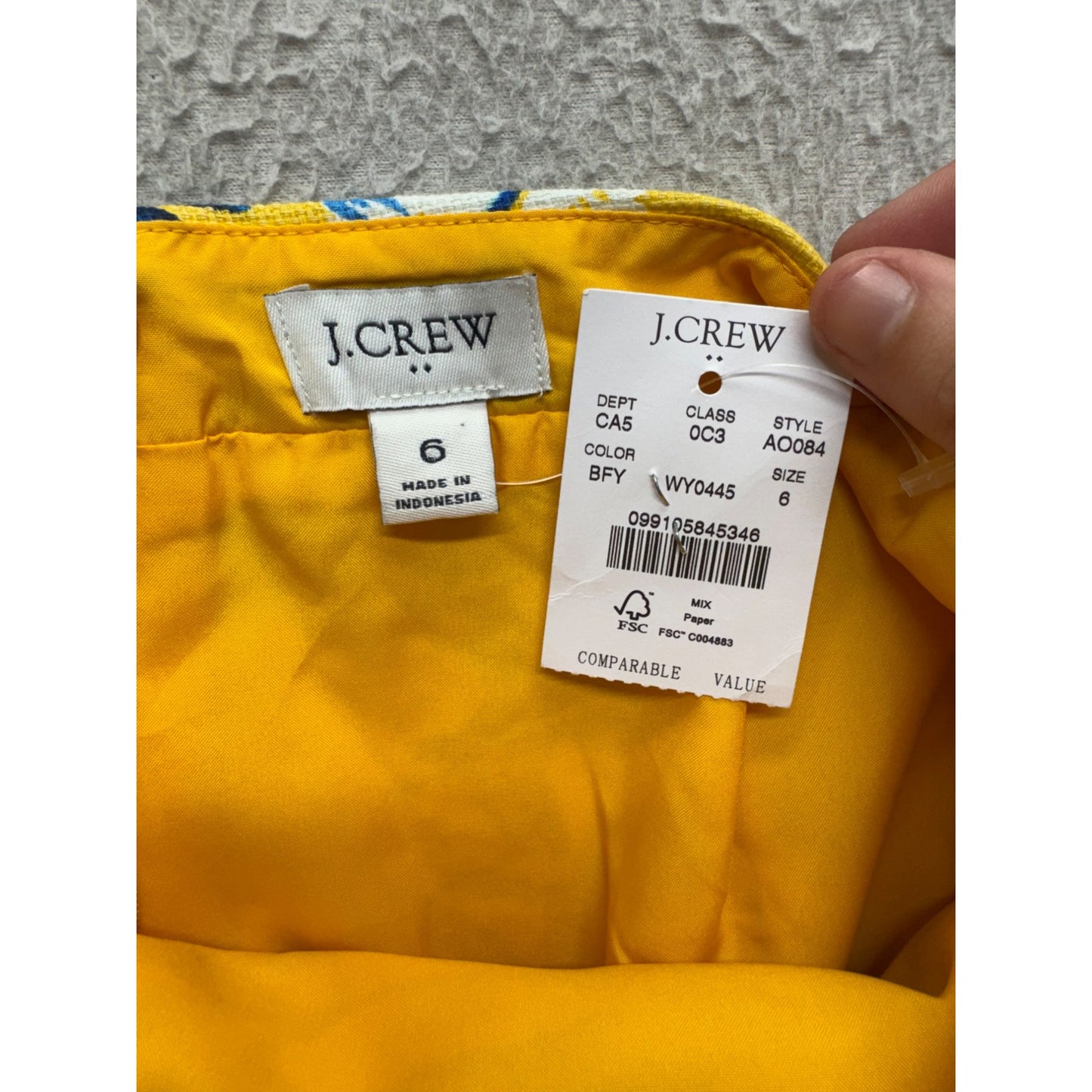 *NWT* J.Crew Womens Floral Pencil Skirt Size 6 Cotton Blend Yellow & Blue #188B