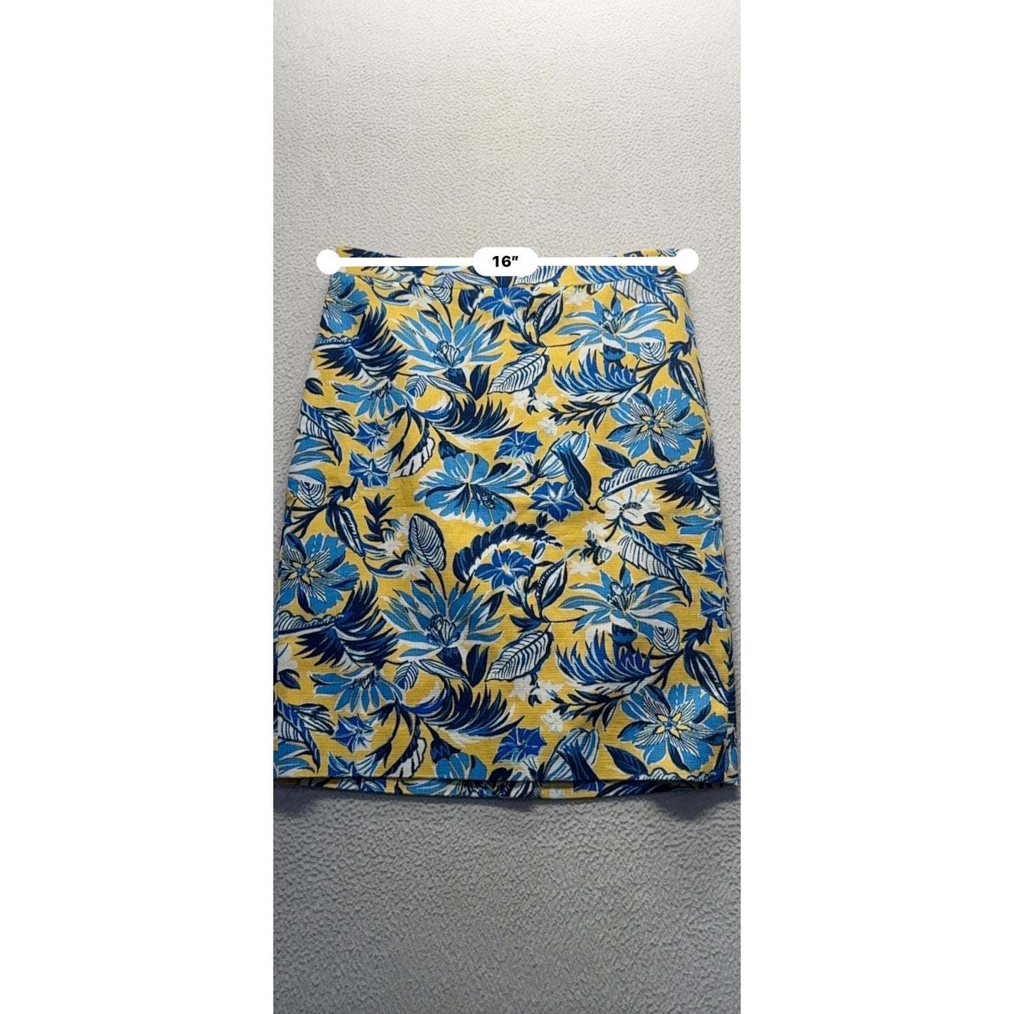 *NWT* J.Crew Womens Floral Pencil Skirt Size 6 Cotton Blend Yellow & Blue #188B