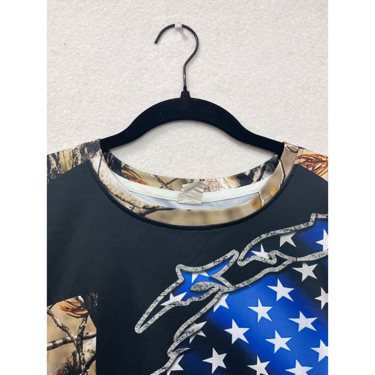 Under Armour Mens L Camo & USA Flag Graphic T-Shirt Deer Print Hunting Theme Black #6882