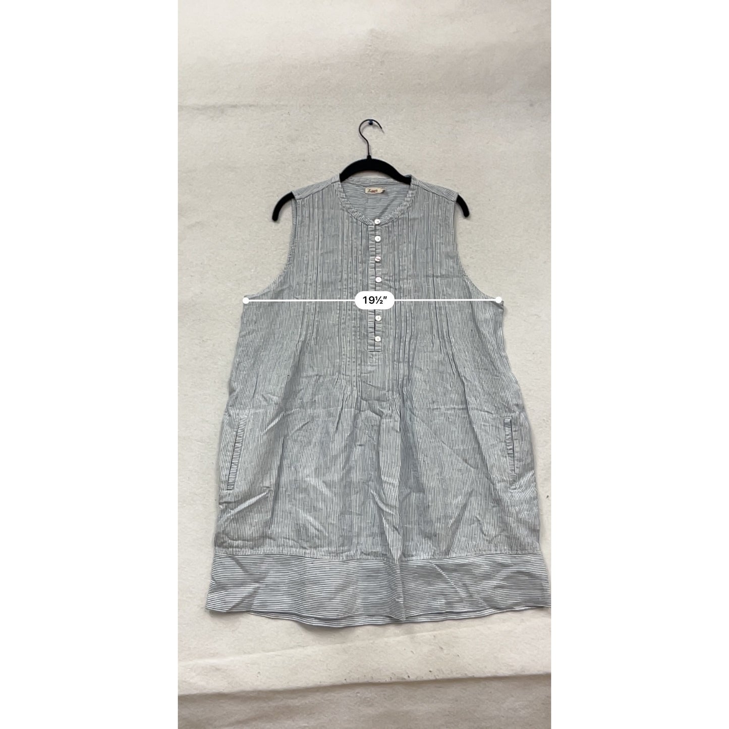 Flax XL Sleeveless Striped Button-Front Dress #649A