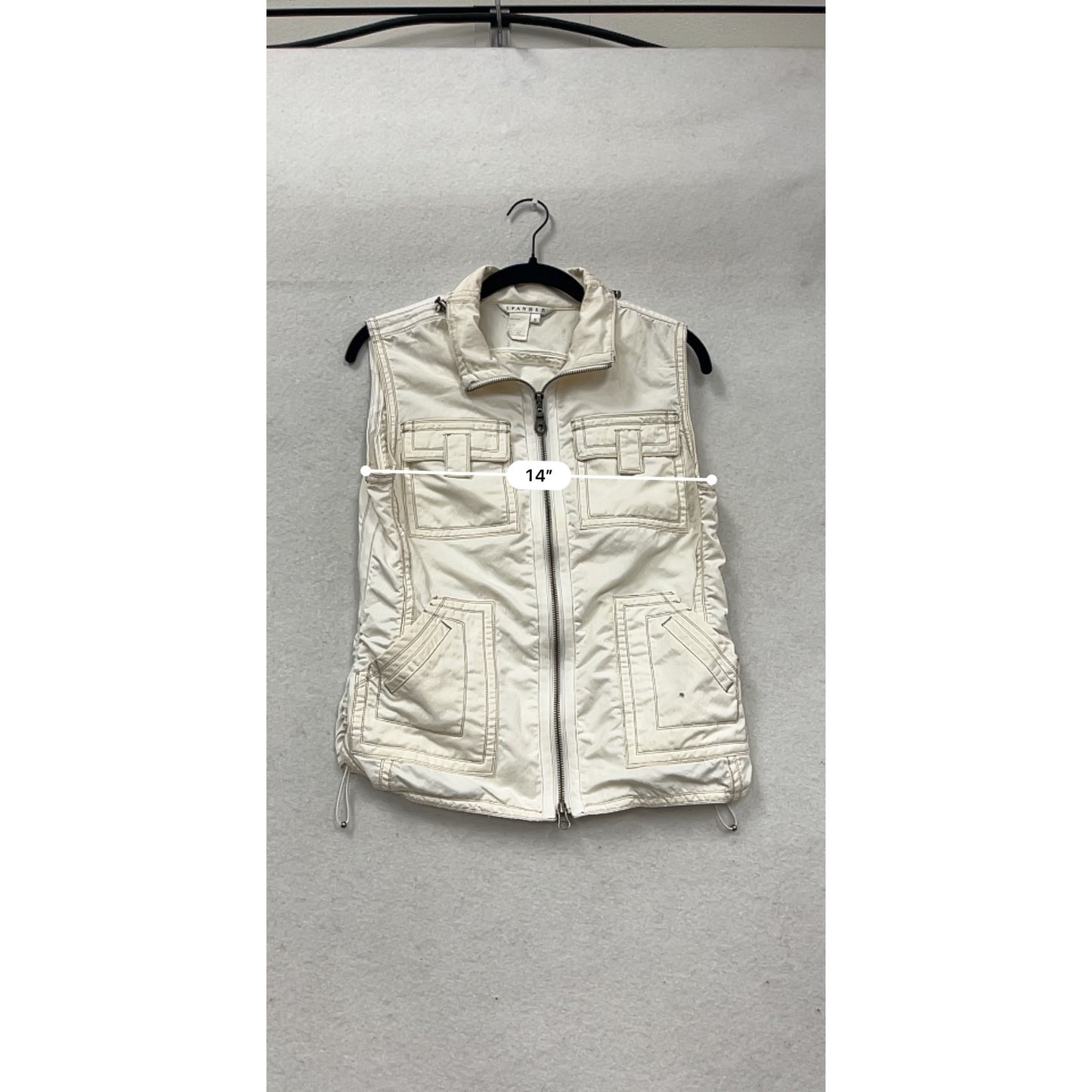 White Utility Zip-Up Vest Size 6 By Spanner #106A