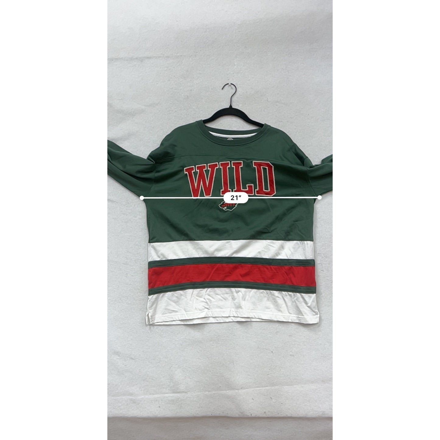Minnesota Wild NHL Green/Red Long-Sleeve Jersey Shirt L #98A