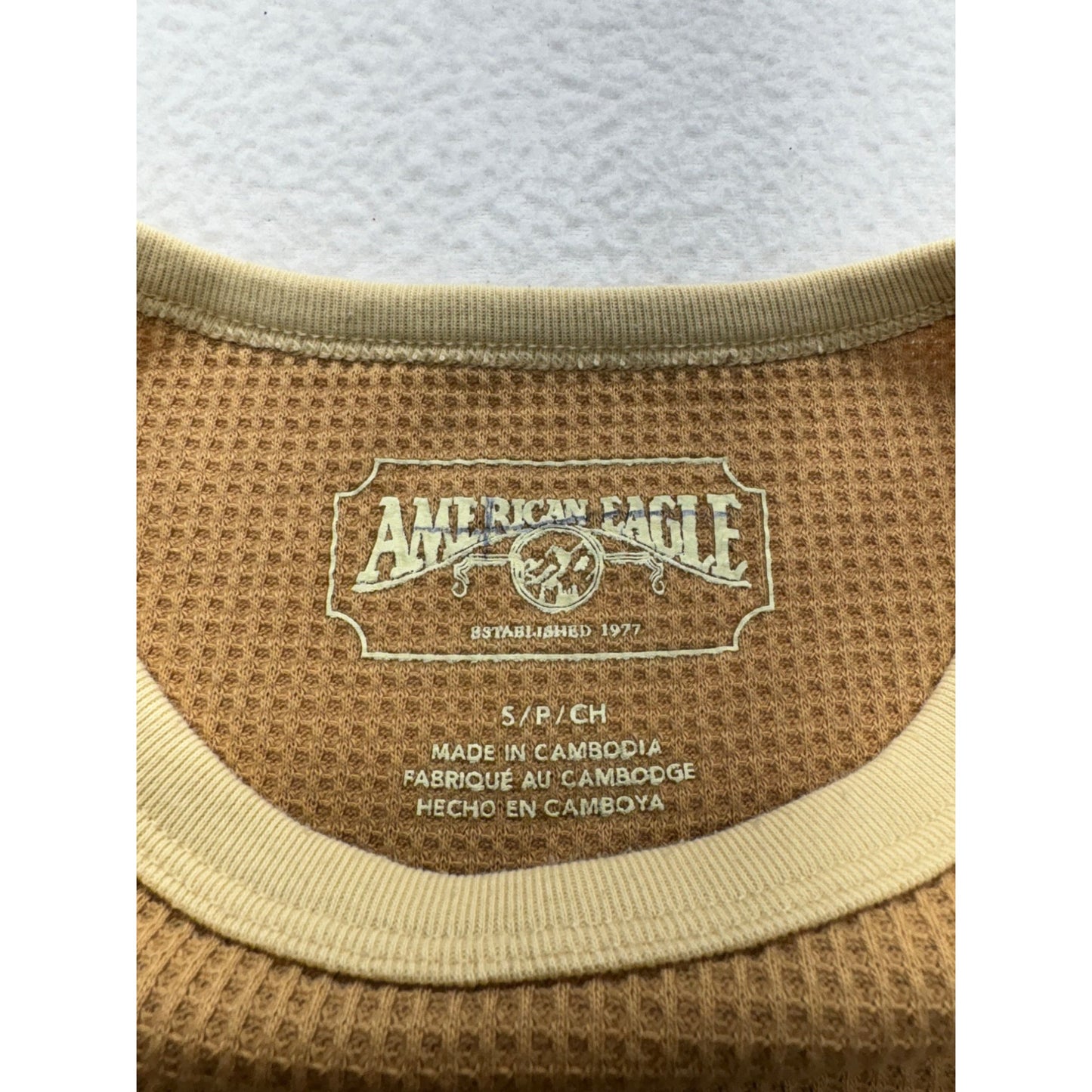 American Eagle Womens Long Sleeve Thermal Shirt With Nature Print #7441
