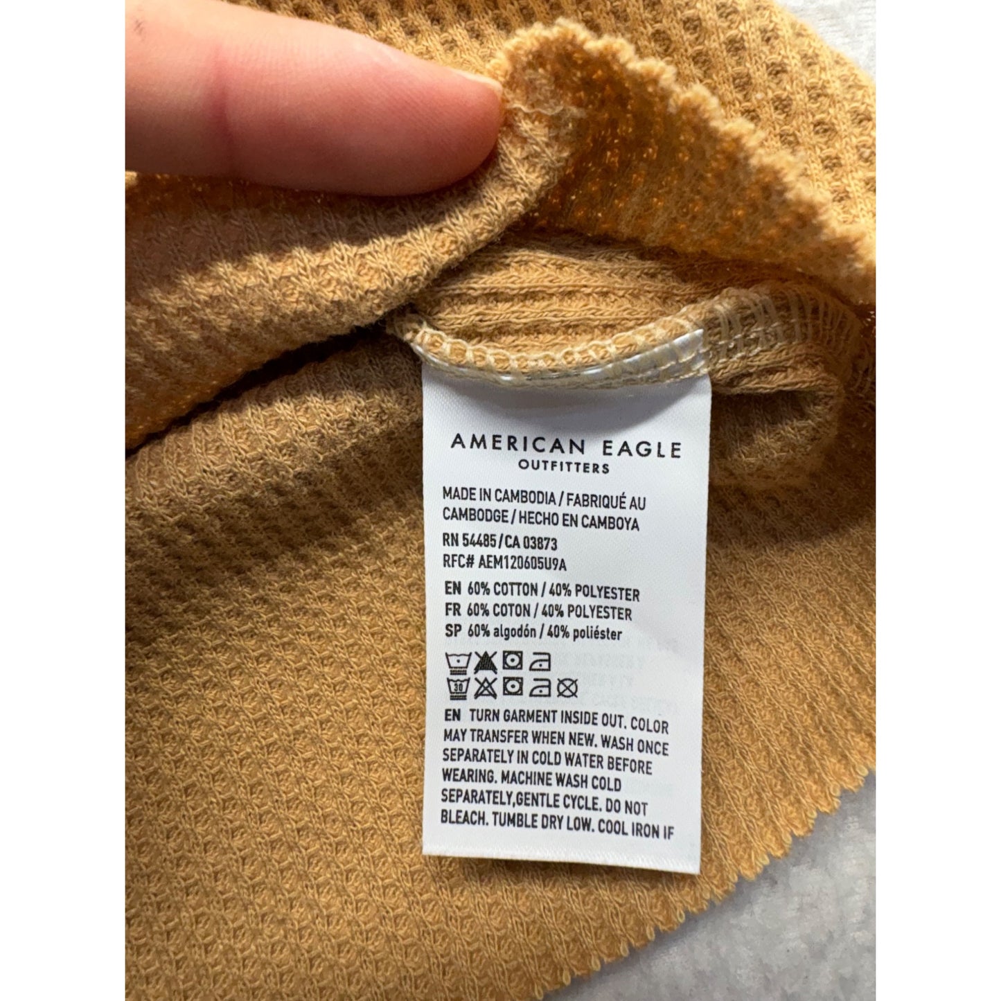 American Eagle Womens Long Sleeve Thermal Shirt With Nature Print #7441