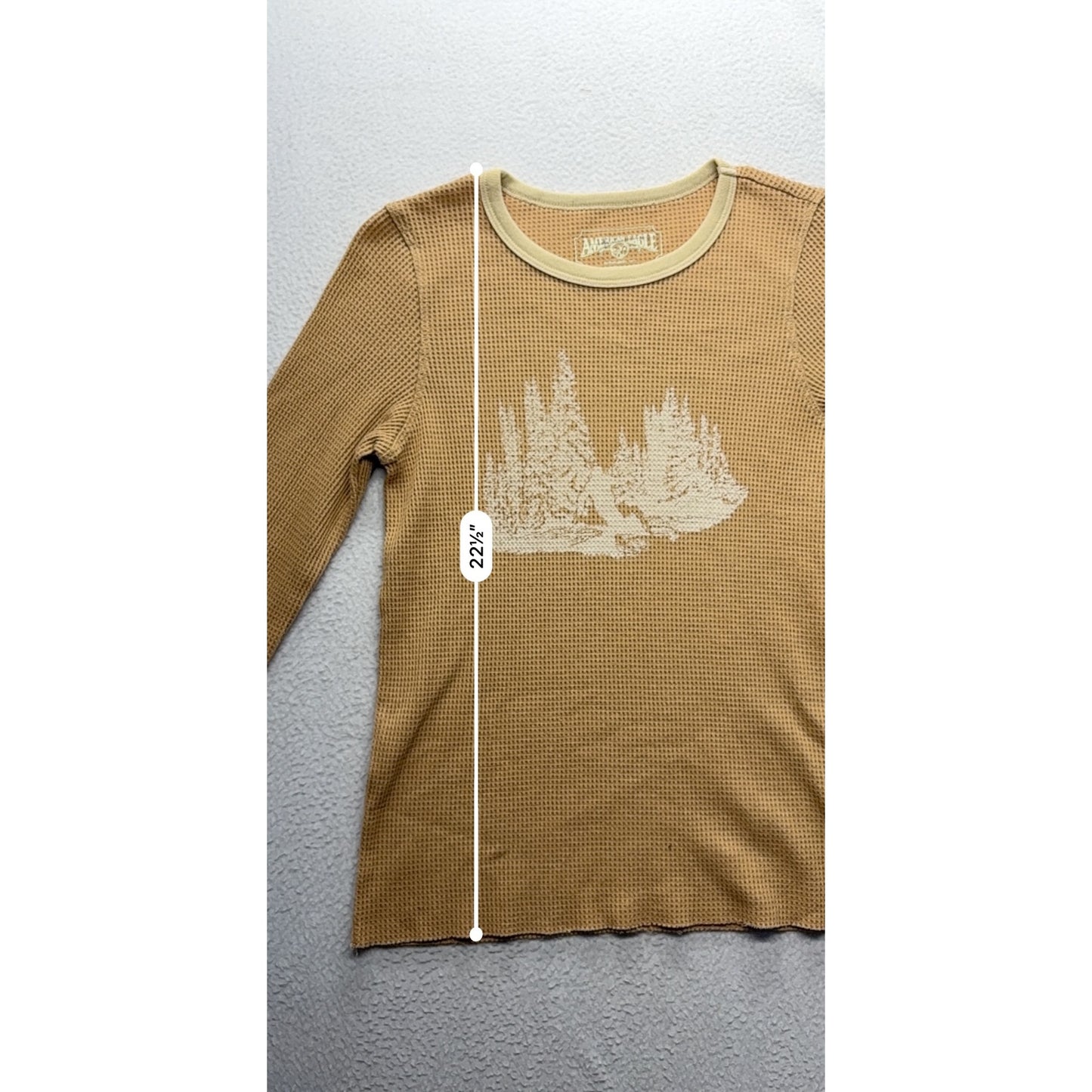 American Eagle Womens Long Sleeve Thermal Shirt With Nature Print #7441