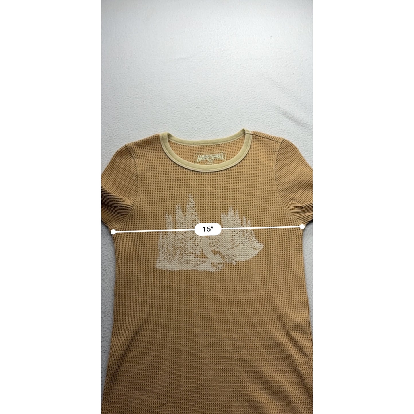 American Eagle Womens Long Sleeve Thermal Shirt With Nature Print #7441