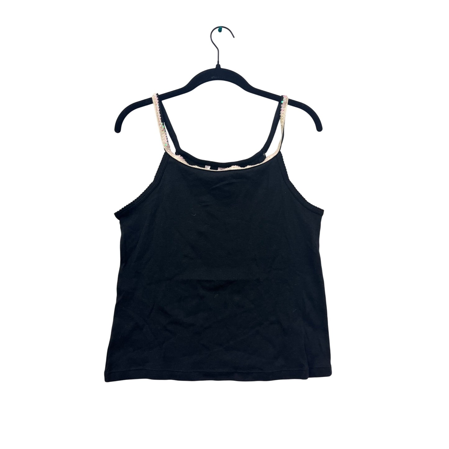 Victorias Secret Womens Black Sequin Strap Tank Top #6118