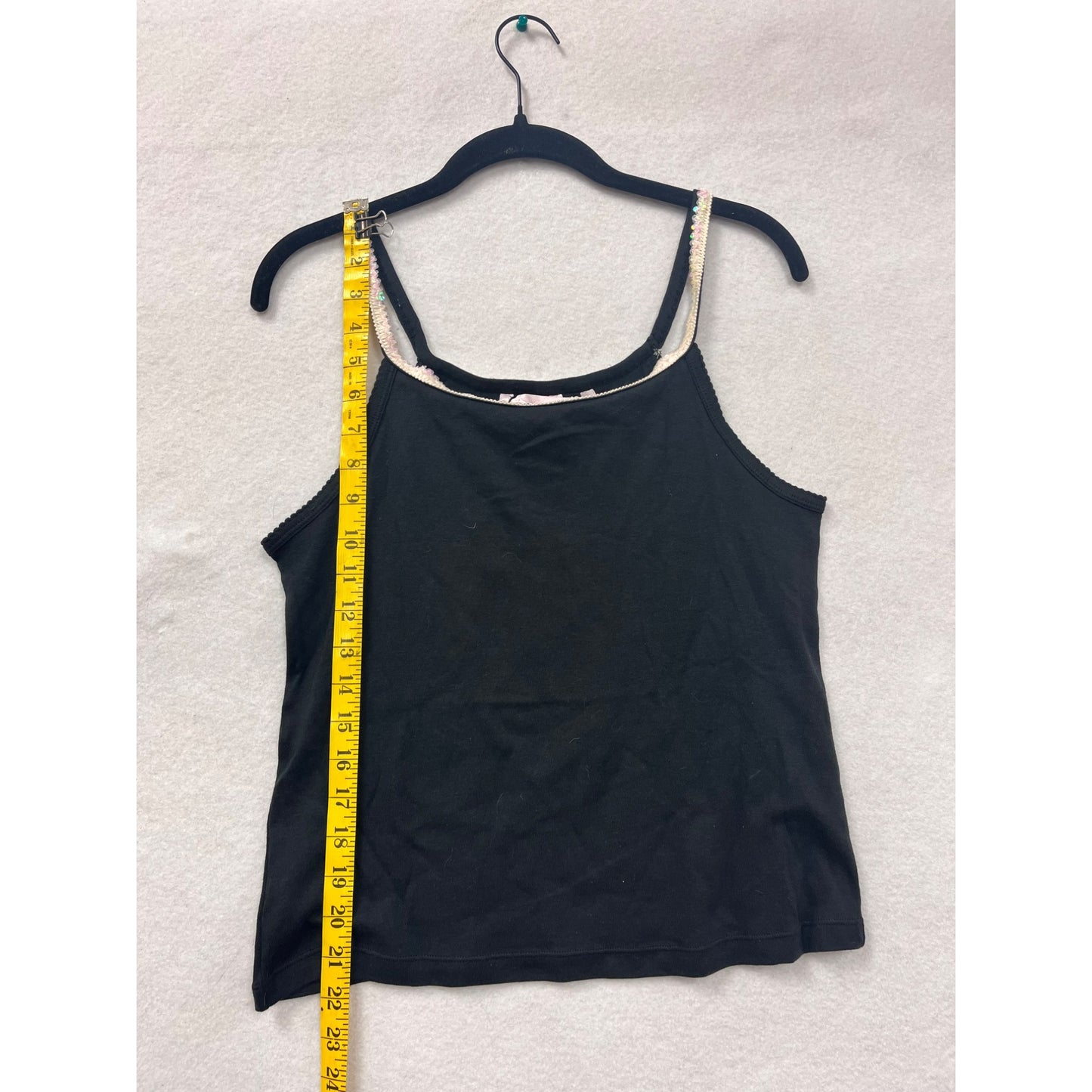 Victorias Secret Womens Black Sequin Strap Tank Top #6118
