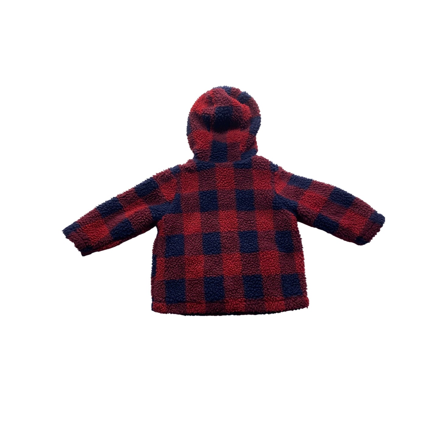 Ben Sherman Toddler Hooded Sherpa Jacket Red & Navy Plaid Polyester #7088