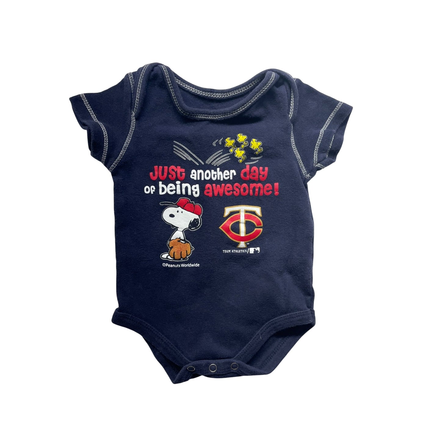 Snoopy "Just Another Day Of Being Awesome" MN Twins Infant Bodysuit #2959