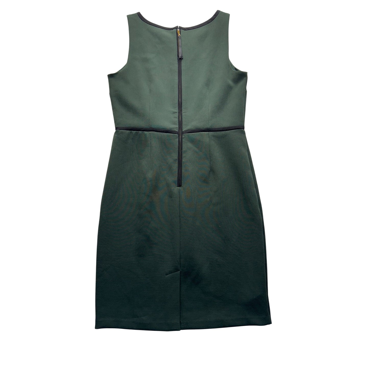 Loft Green Sheath Dress With Black Trim Size 8 Polyester Blend Knee Length #7790