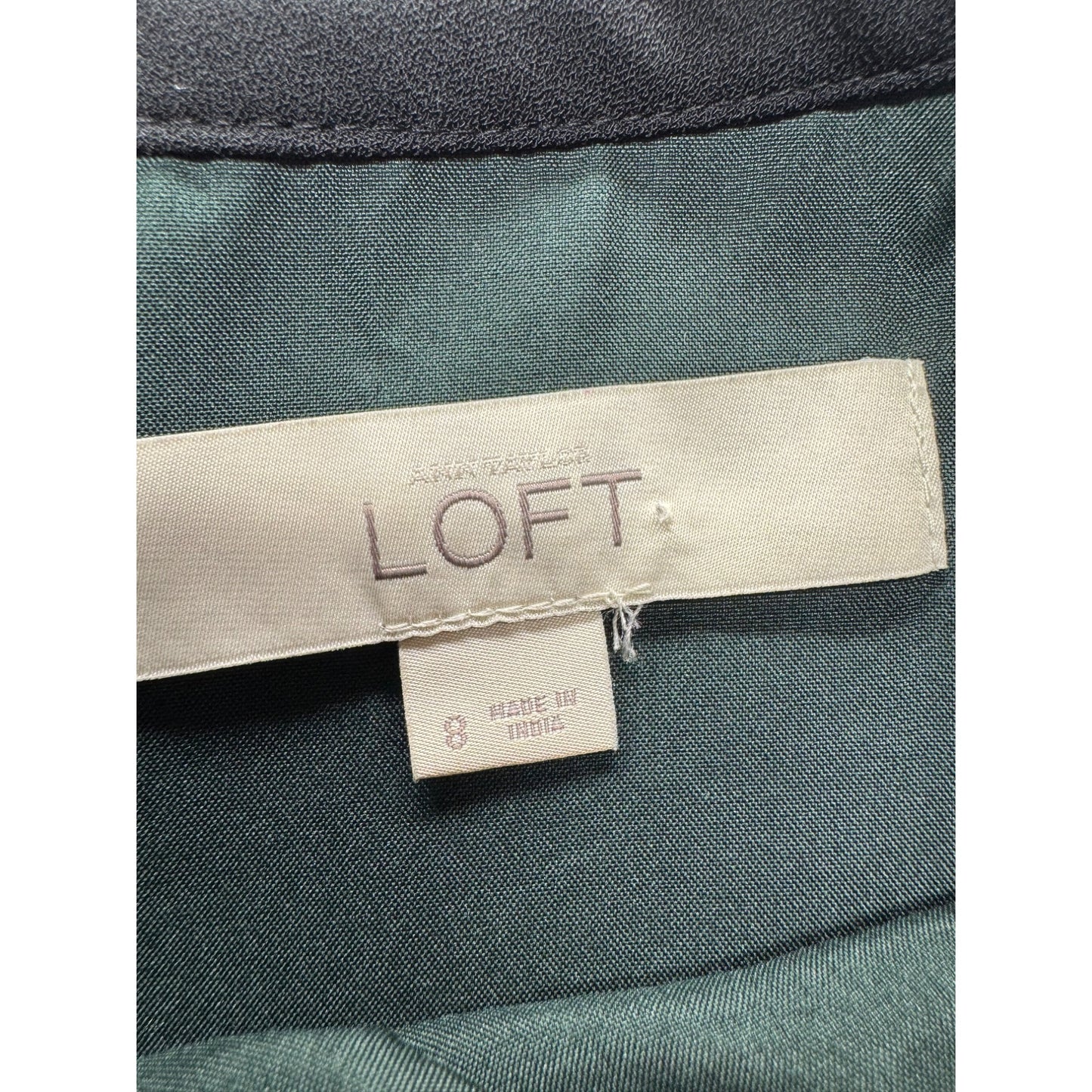 Loft Green Sheath Dress With Black Trim Size 8 Polyester Blend Knee Length #7790
