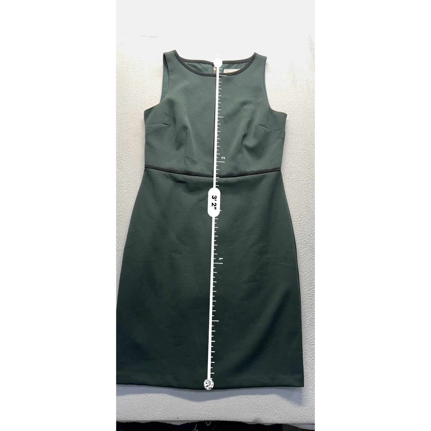 Loft Green Sheath Dress With Black Trim Size 8 Polyester Blend Knee Length #7790