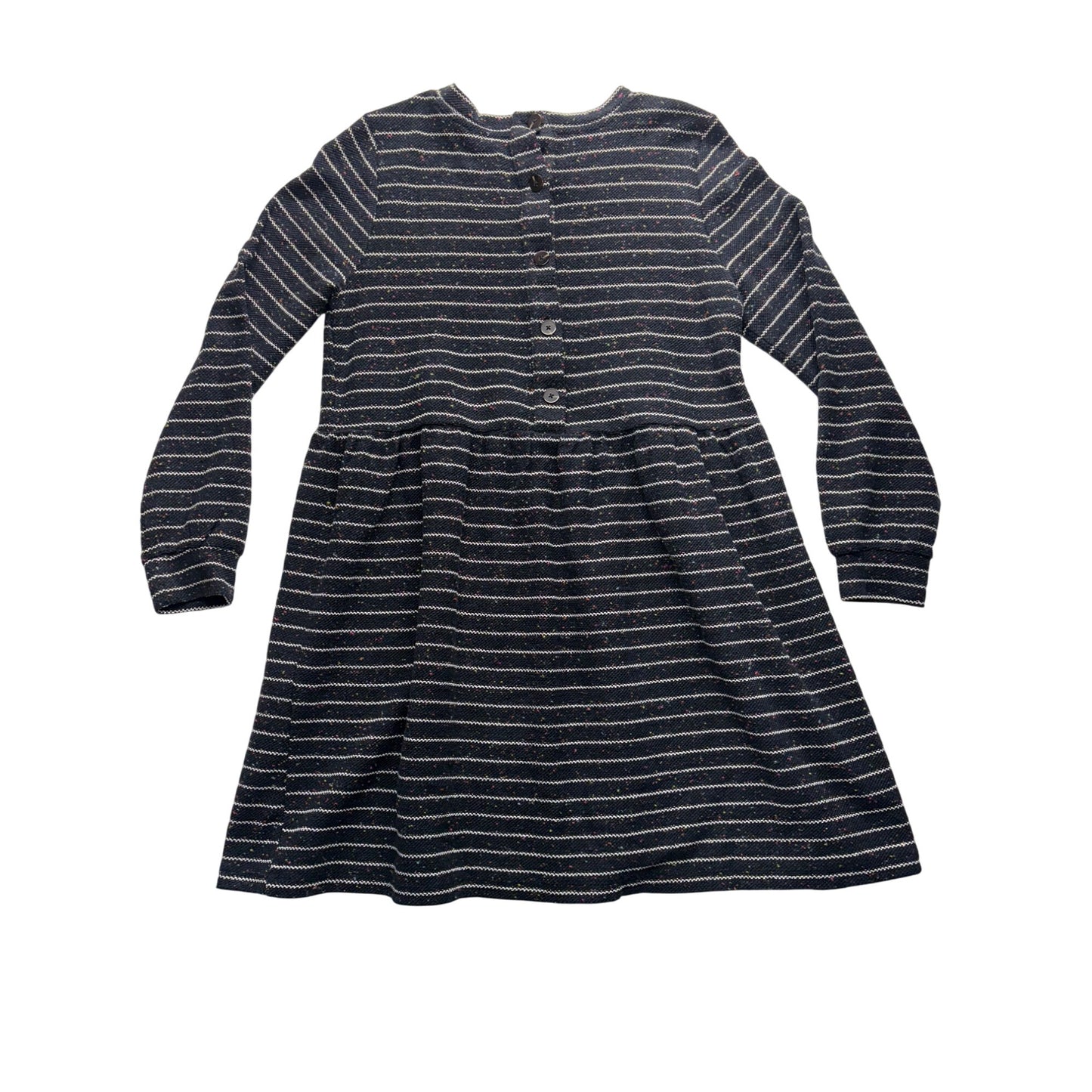 Loft Womens Long-Sleeve Striped Knit Dress With Button Back Detail Size M #7723