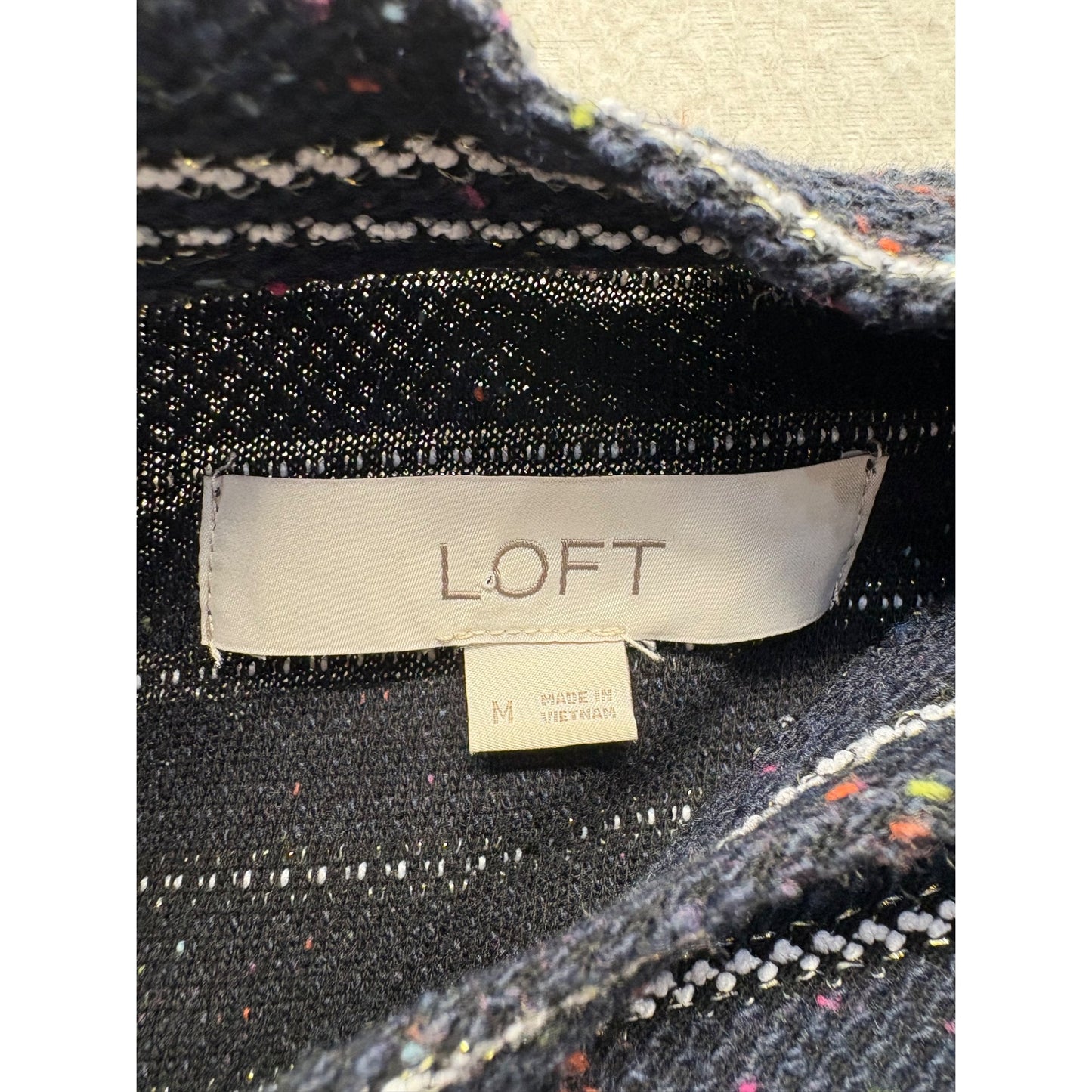 Loft Womens Long-Sleeve Striped Knit Dress With Button Back Detail Size M #7723