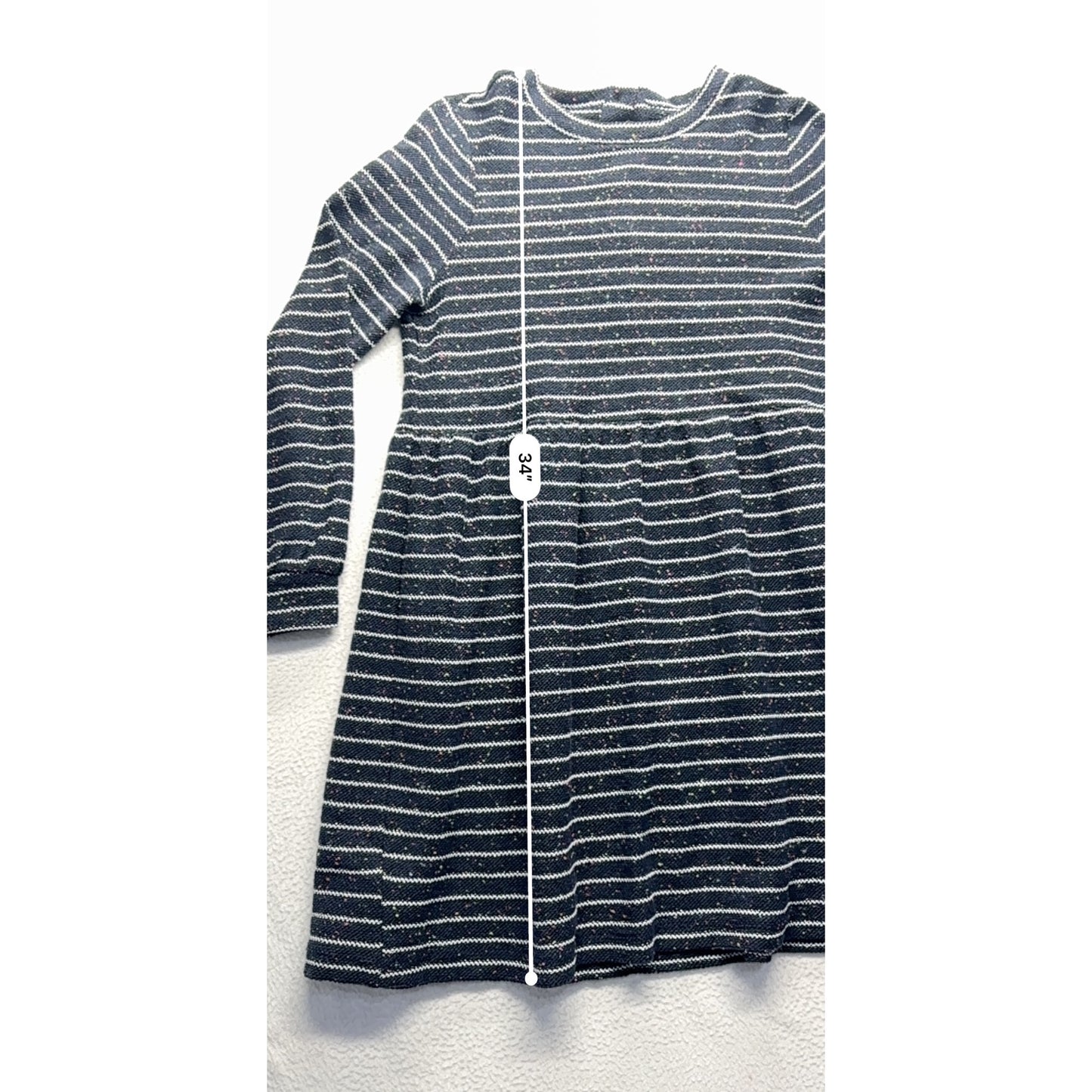 Loft Womens Long-Sleeve Striped Knit Dress With Button Back Detail Size M #7723