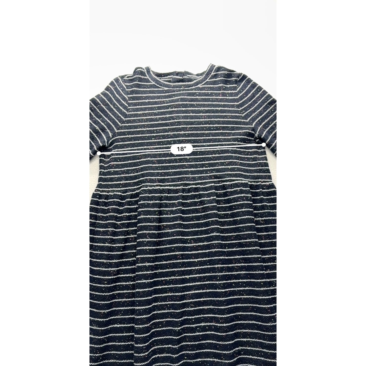 Loft Womens Long-Sleeve Striped Knit Dress With Button Back Detail Size M #7723