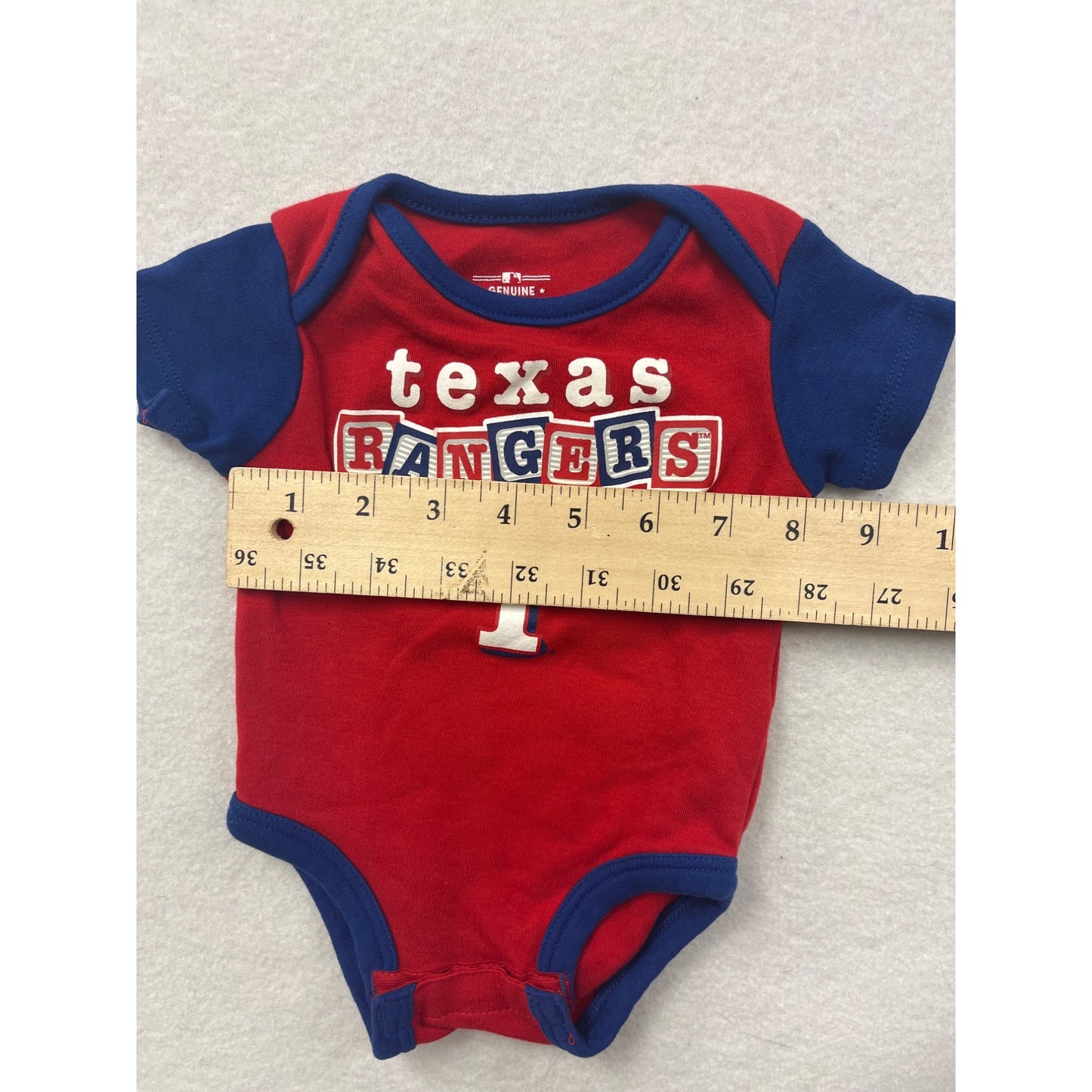 Texas Rangers Baby Bodysuit Red & Blue Short Sleeve 0/3M #6451