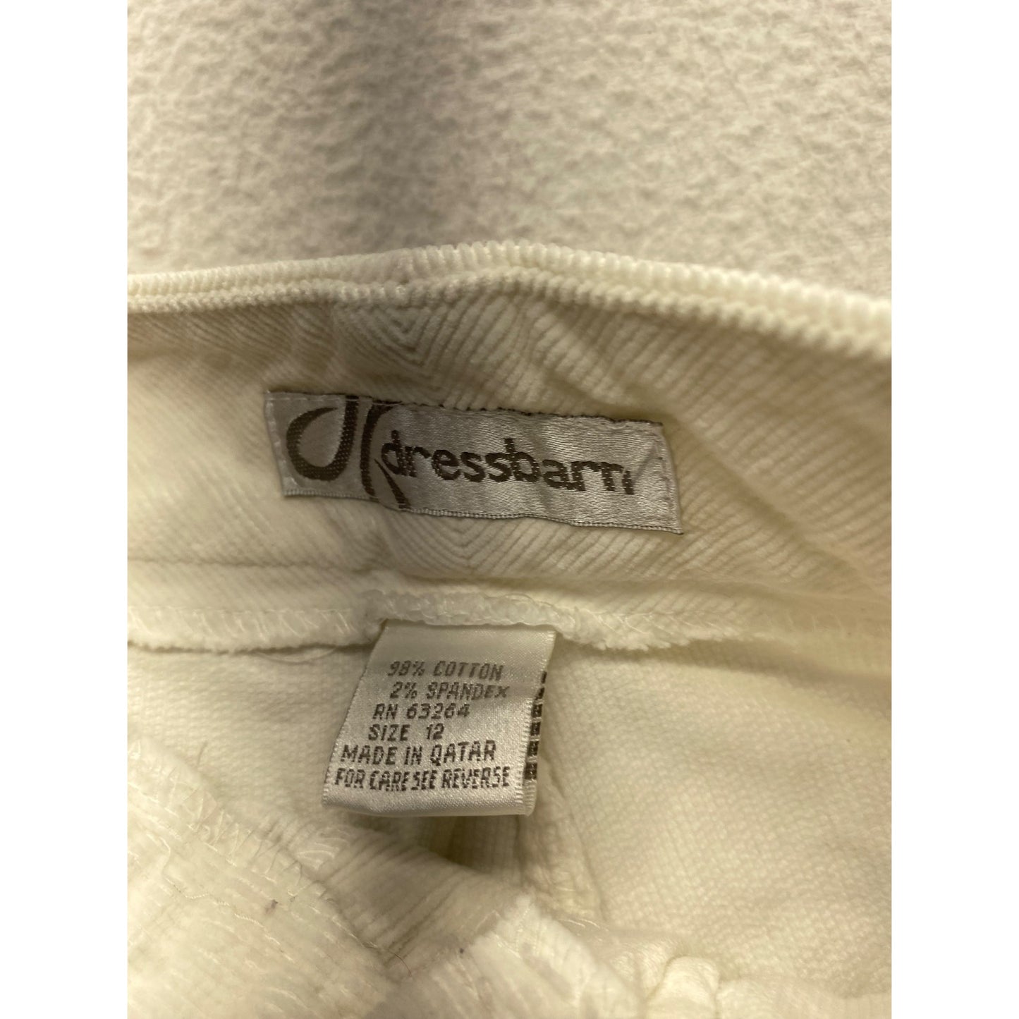 Dressbarn Womens White Textured Cotton Blend Pants Size 12 #7099
