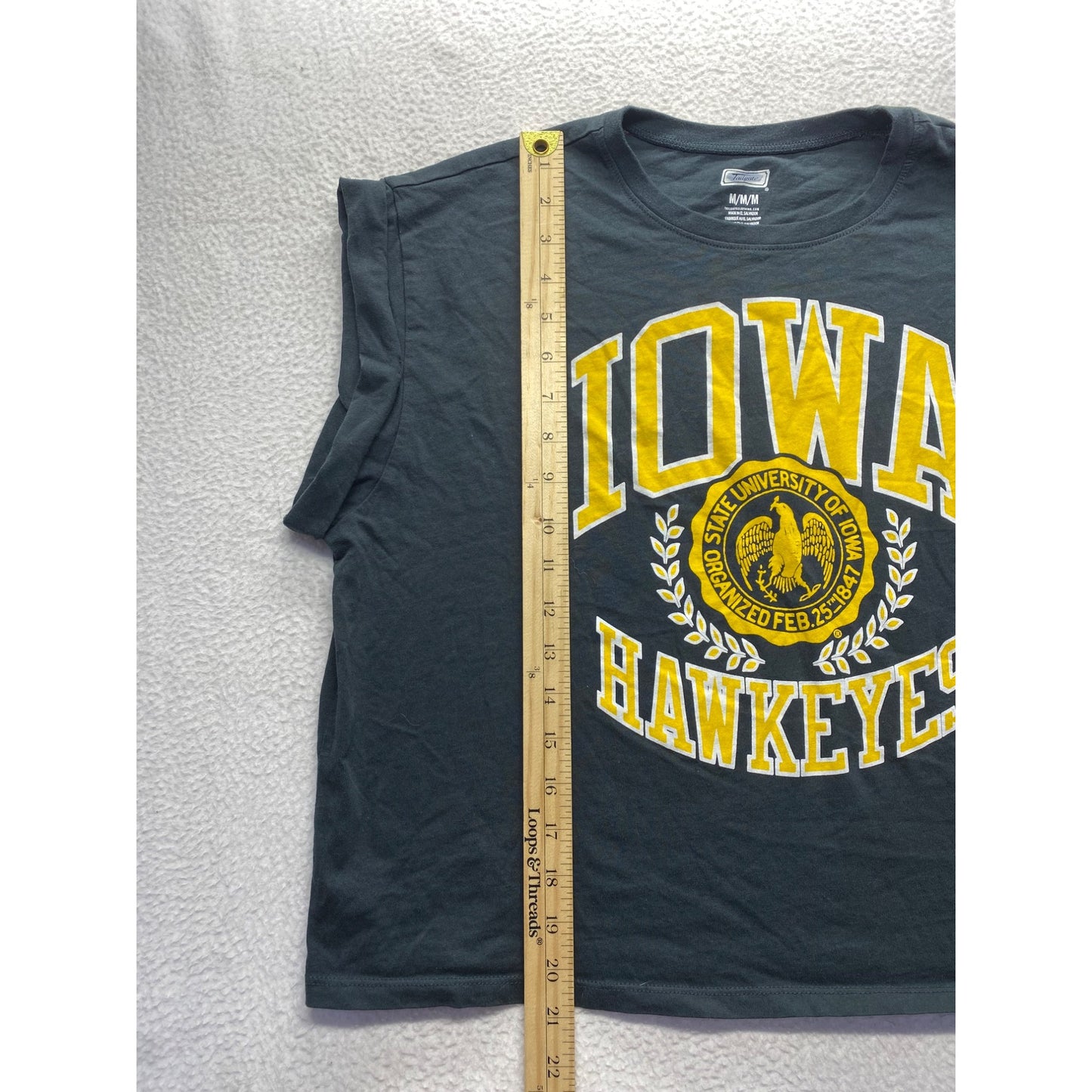 Iowa Hawkeyes Gray Sleeveless Tailgate T-Shirt M 100% Cotton #7369