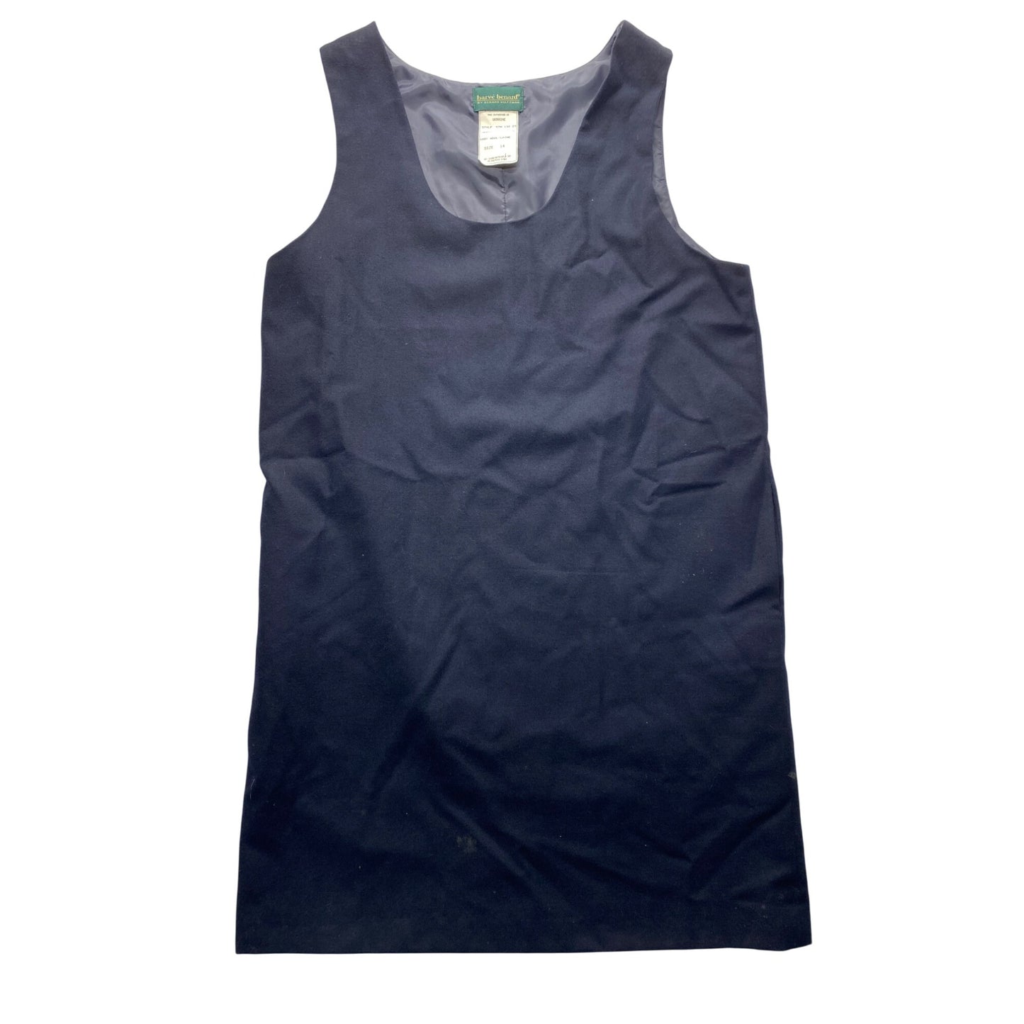Harvé Benard Navy Wool Sleeveless Tunic Dress #5898