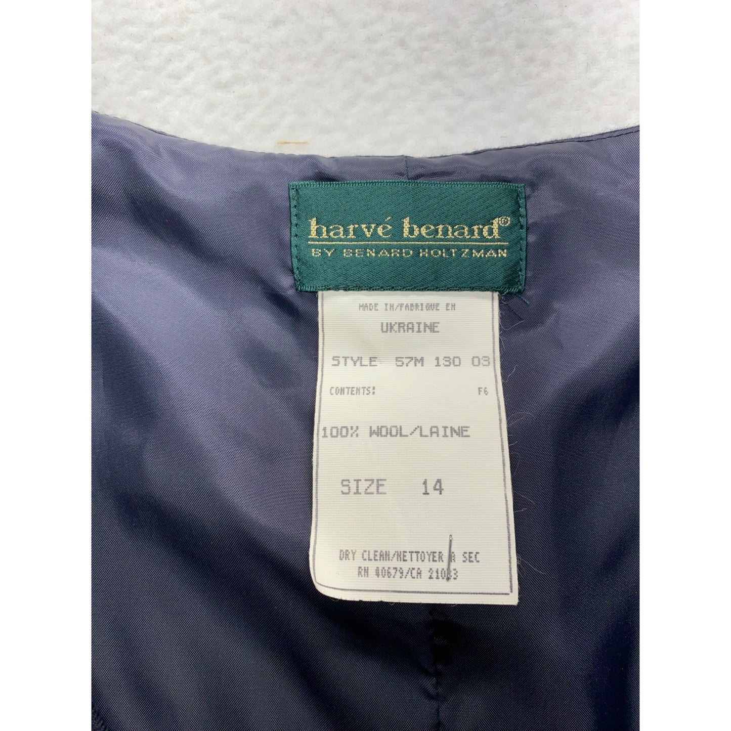 Harvé Benard Navy Wool Sleeveless Tunic Dress #5898