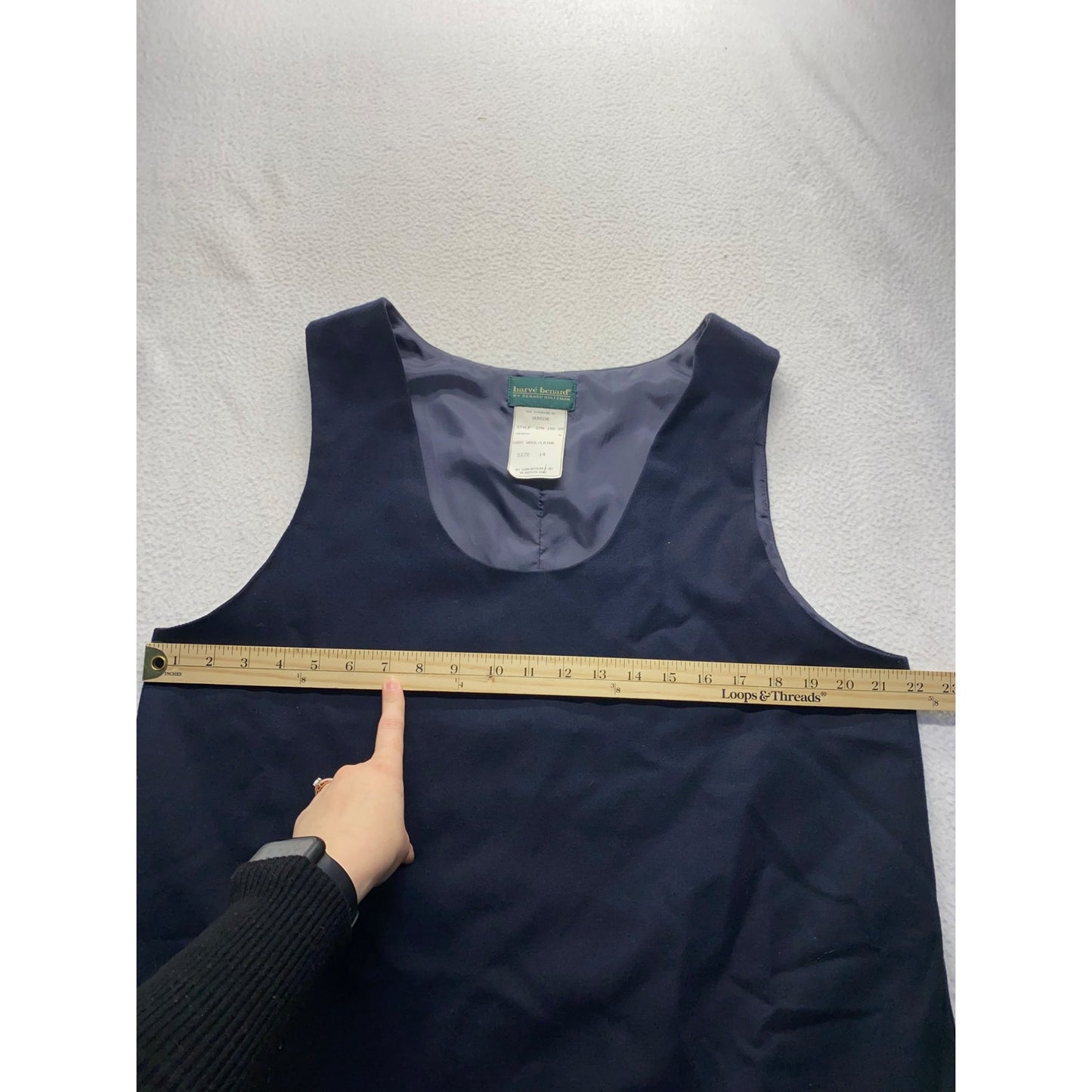 Harvé Benard Navy Wool Sleeveless Tunic Dress #5898