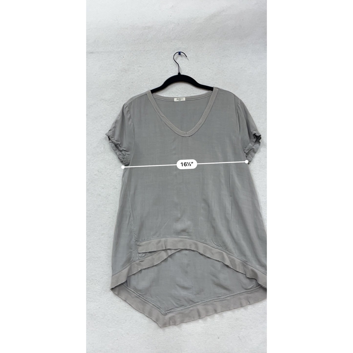 Dylan Grey V-Neck Short Sleeve Blouse Small #477A
