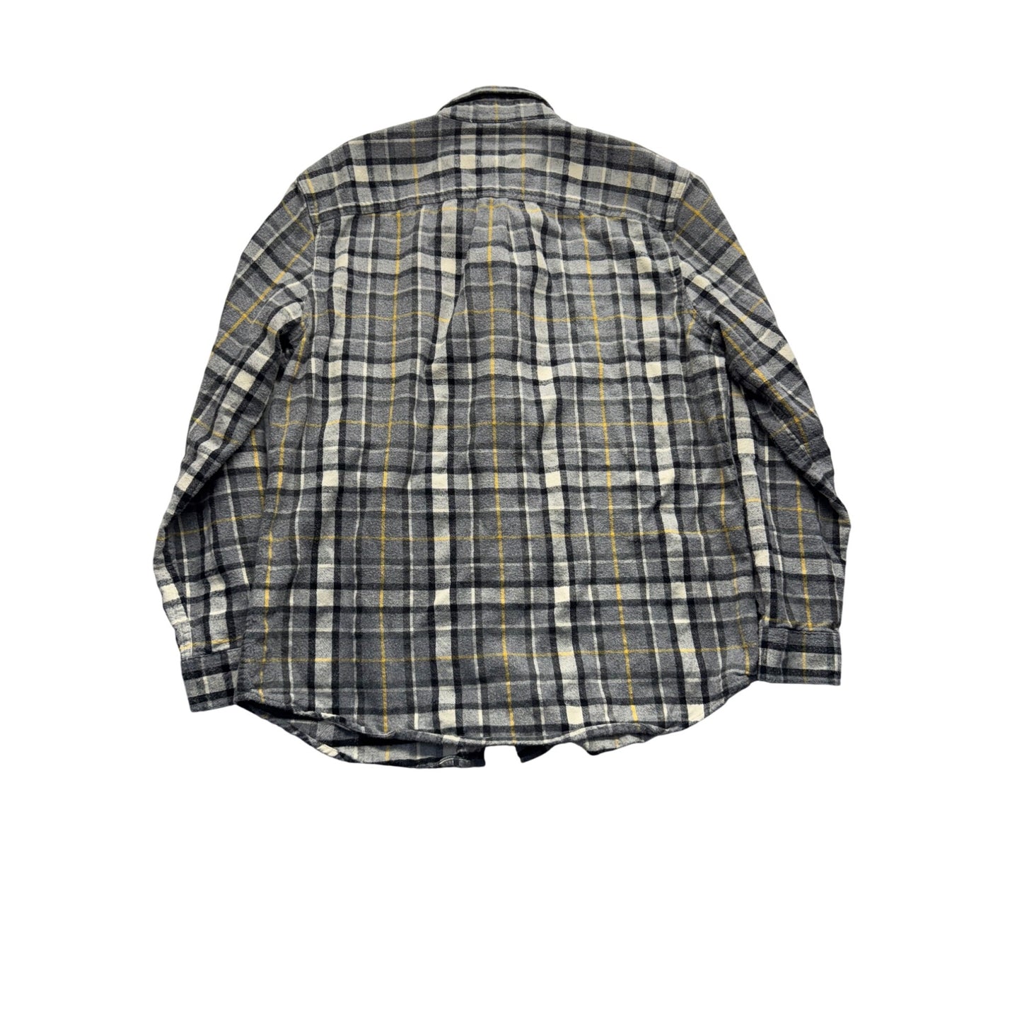 L.L.Bean Mens Gray & Yellow Plaid Long-Sleeve Button-Up Shirt Lg #7780