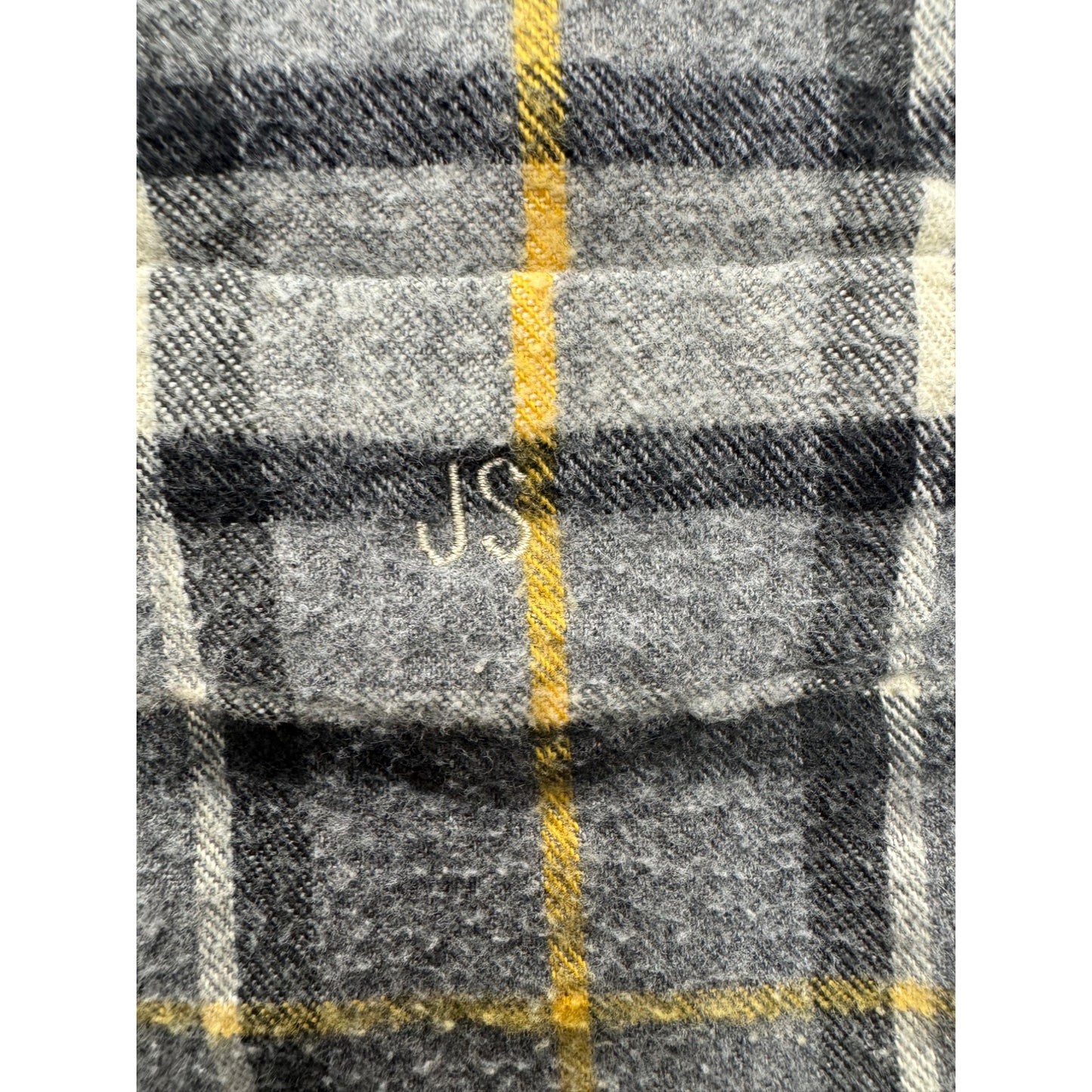 L.L.Bean Mens Gray & Yellow Plaid Long-Sleeve Button-Up Shirt Lg #7780
