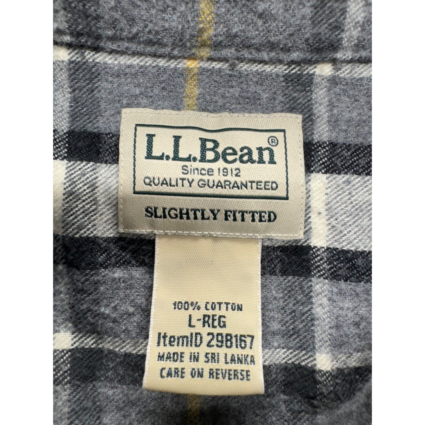 L.L.Bean Mens Gray & Yellow Plaid Long-Sleeve Button-Up Shirt Lg #7780