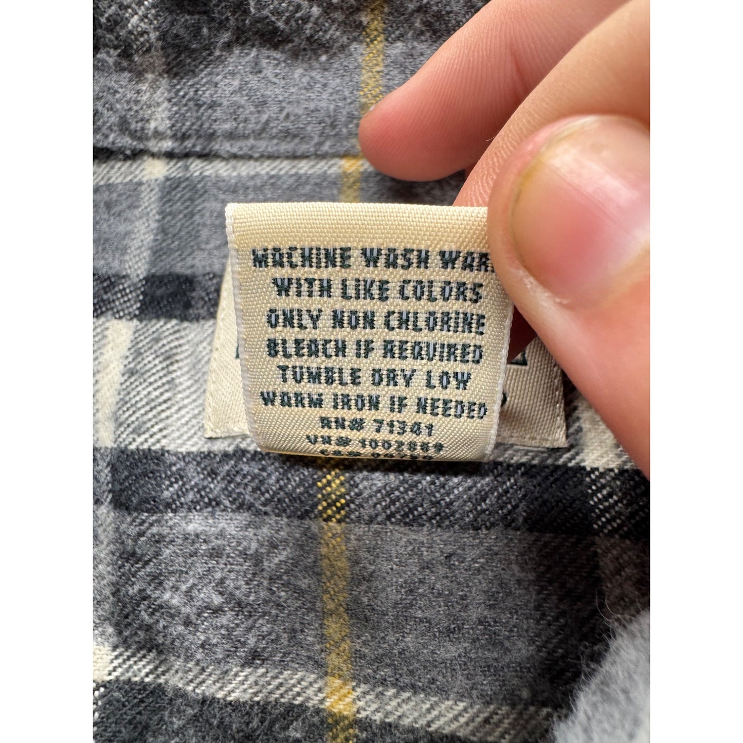 L.L.Bean Mens Gray & Yellow Plaid Long-Sleeve Button-Up Shirt Lg #7780