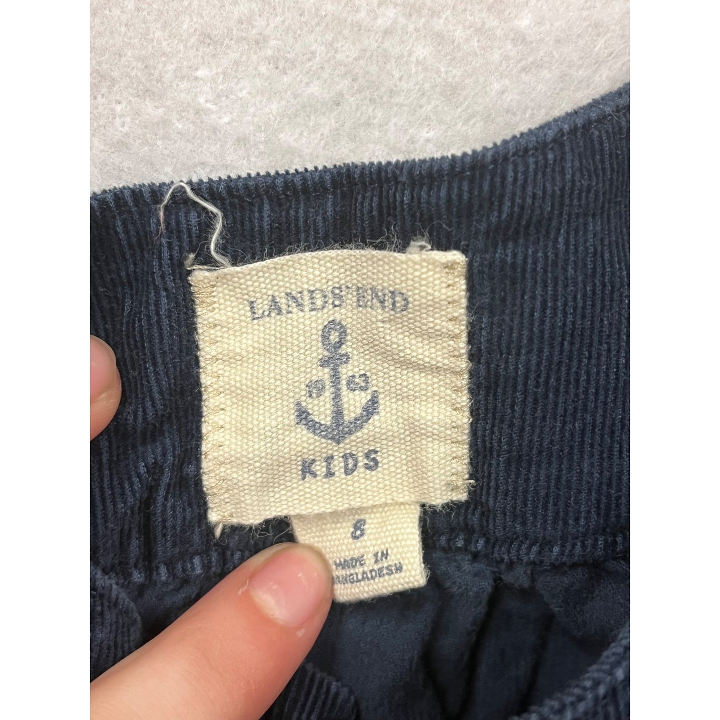 Lands End Kids Navy Corduroy Long Sleeve Dress Size 8 #8381