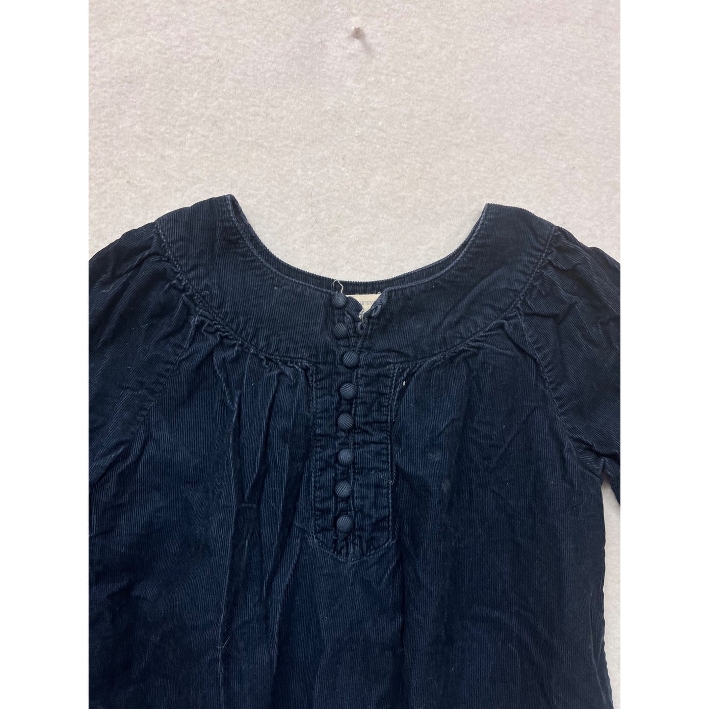 Lands End Kids Navy Corduroy Long Sleeve Dress Size 8 #8381