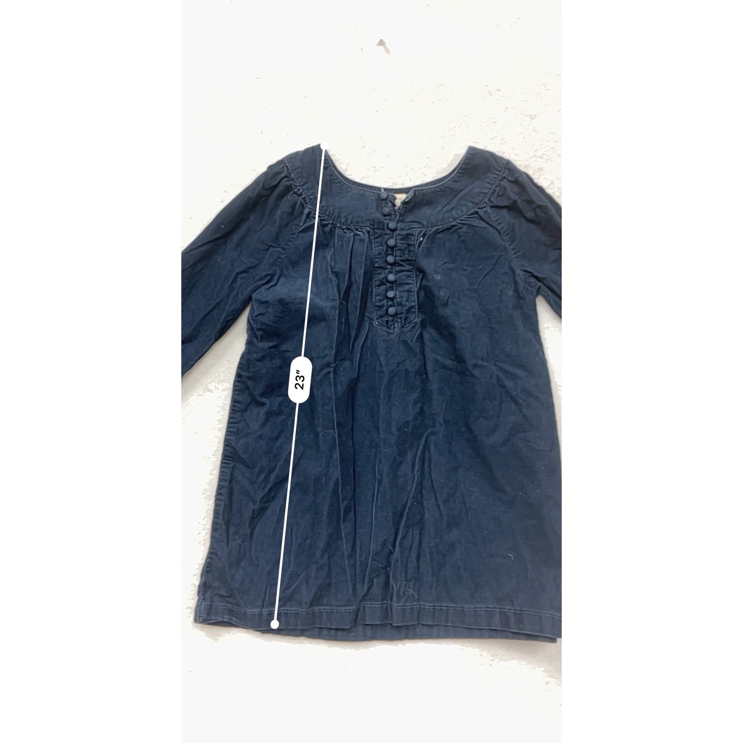 Lands End Kids Navy Corduroy Long Sleeve Dress Size 8 #8381