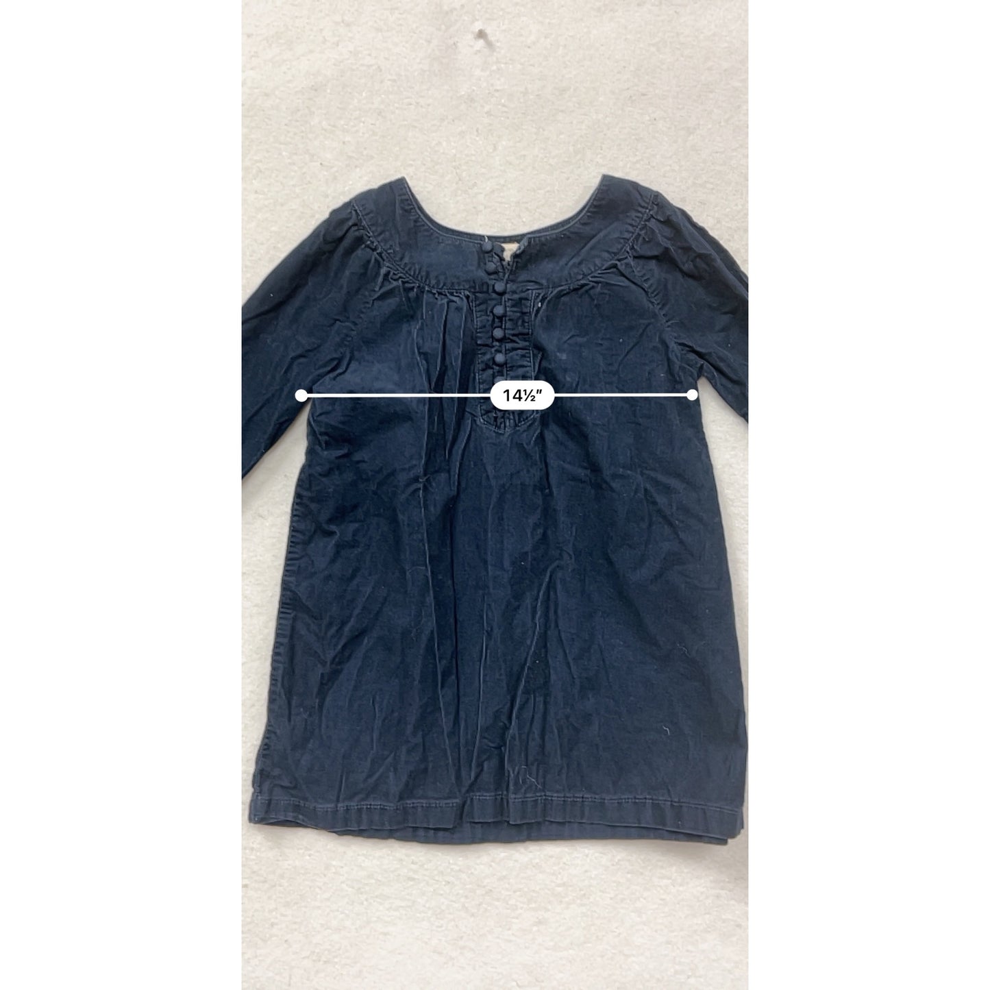 Lands End Kids Navy Corduroy Long Sleeve Dress Size 8 #8381