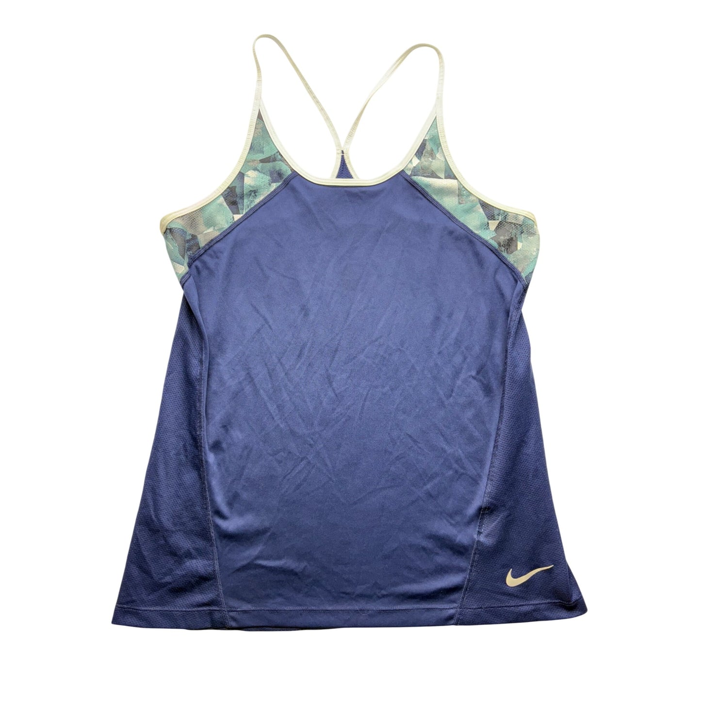 Nike Womens Dri-Fit Racerback Tank Top M Blue & Patterned Accents #7485