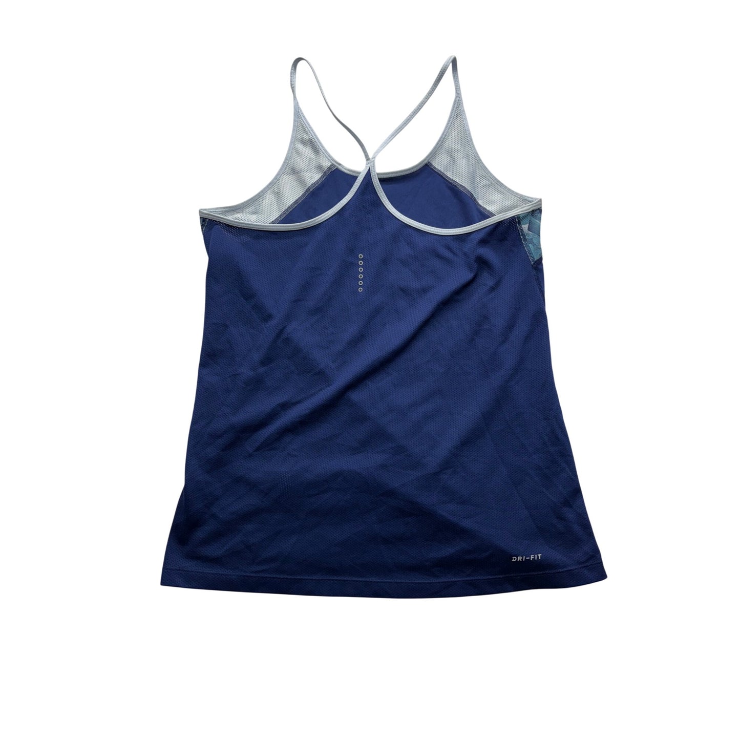 Nike Womens Dri-Fit Racerback Tank Top M Blue & Patterned Accents #7485