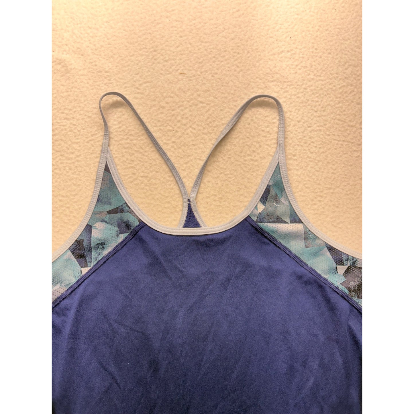 Nike Womens Dri-Fit Racerback Tank Top M Blue & Patterned Accents #7485