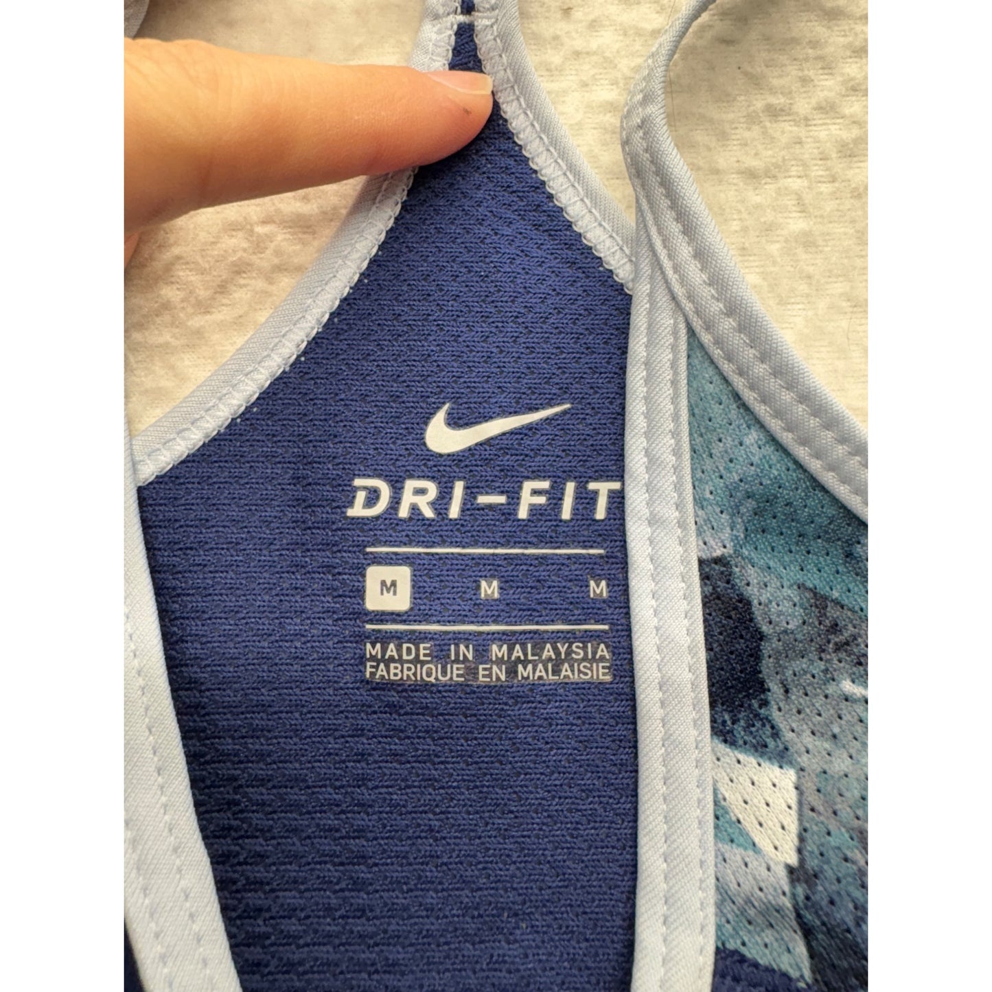 Nike Womens Dri-Fit Racerback Tank Top M Blue & Patterned Accents #7485