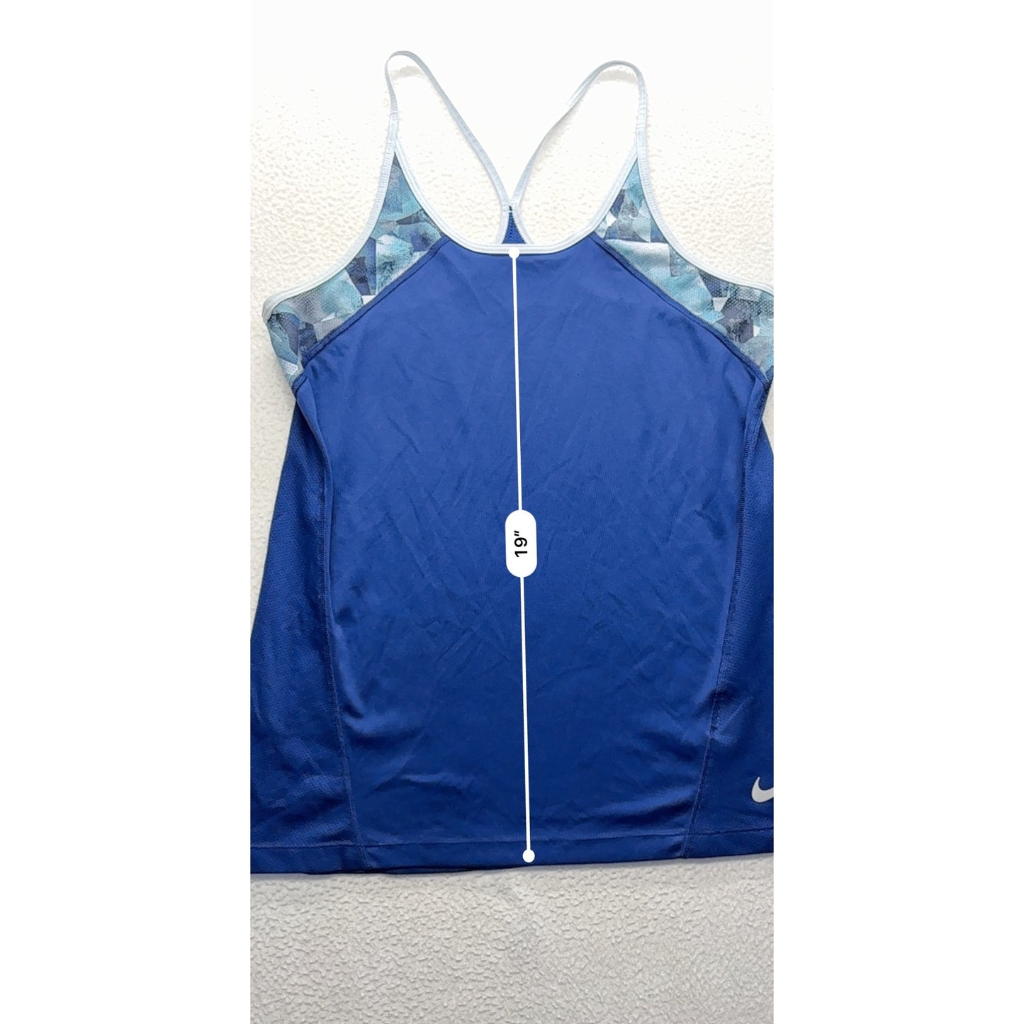 Nike Womens Dri-Fit Racerback Tank Top M Blue & Patterned Accents #7485