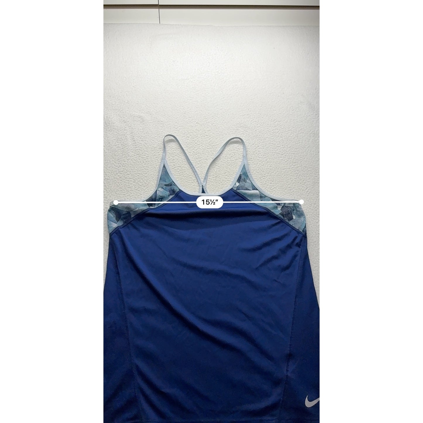 Nike Womens Dri-Fit Racerback Tank Top M Blue & Patterned Accents #7485